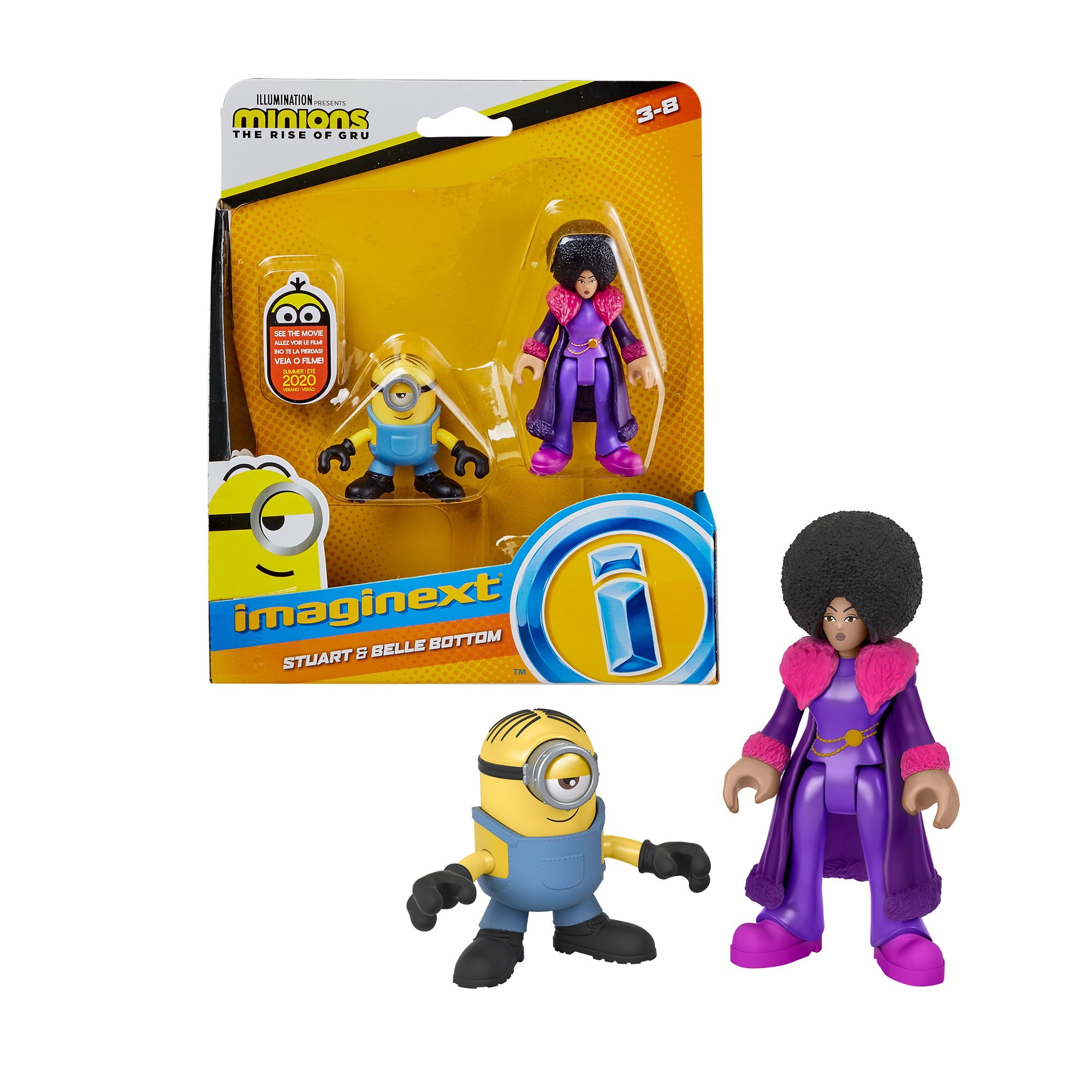 Imaginext Minions The Rise of Gru 2-Piece Figure Set Collection， Characters May Vary