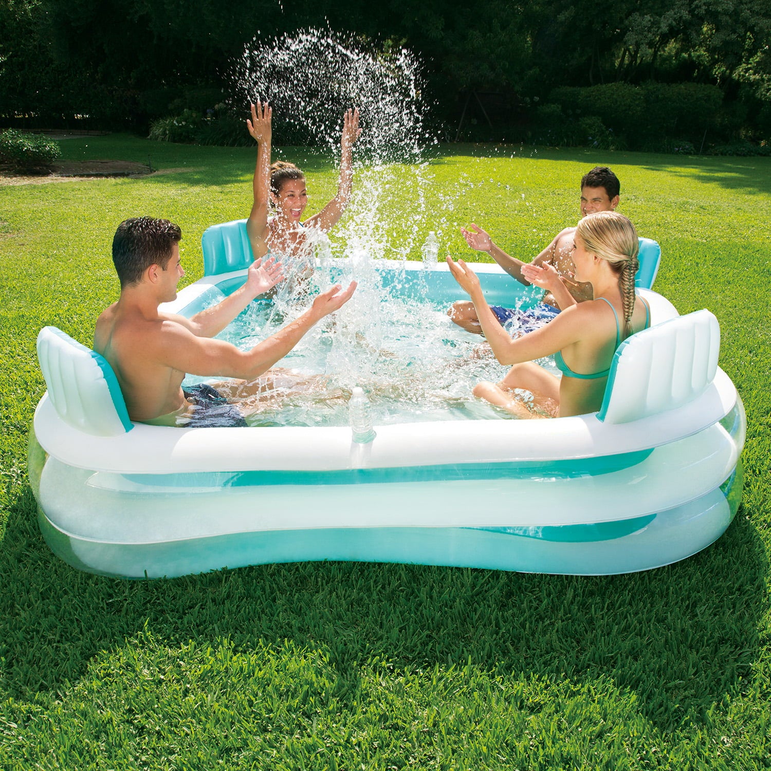Summer Waves Premier Family Inflatable Above Ground Pool with 4 Built In Seats