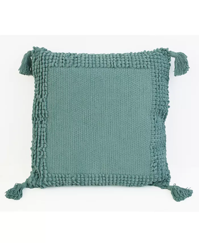 THRO 20x20 Lisburn Chenille Tassel Pillow in Turquoise