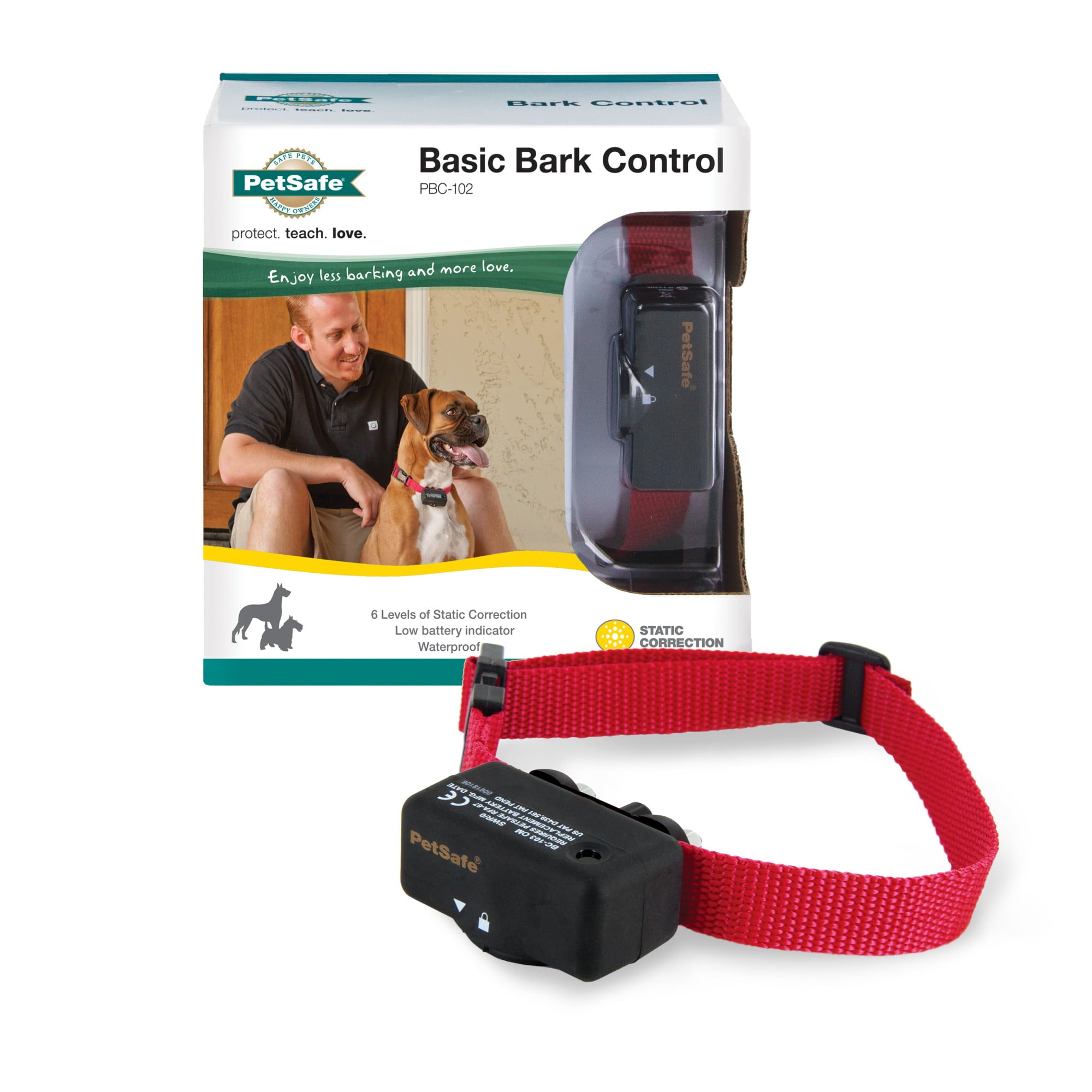 PetSafe Basic Bark Control Collar for Dogs + 8 lb.， Automatic 6 Correction Levels， Waterproof