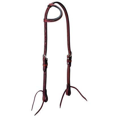 Weaver Turq Cross Carved Chestnut Sliding Headstal