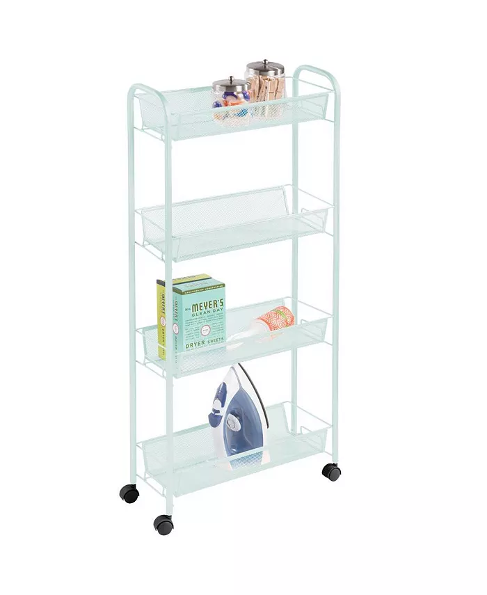 mDesign Portable Metal Rolling Laundry Cart