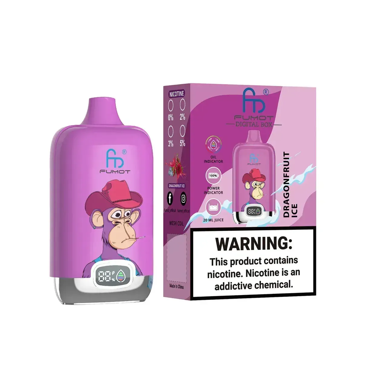 ⭐Fumot Tornado Digital Box 12K – Disposable Vape with 50+ Flavors 🍇🍉🍋