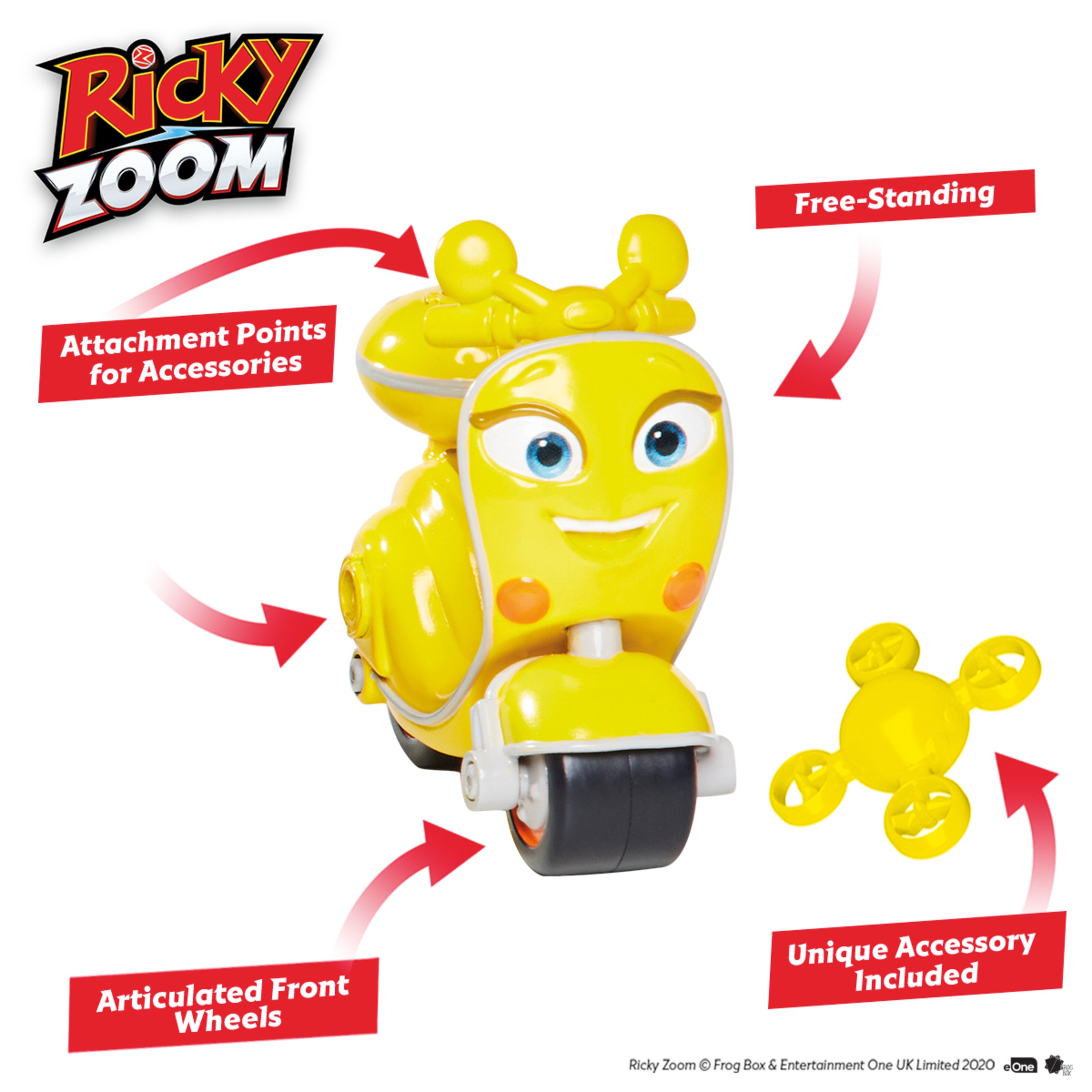 Ricky Zoom: Scootio Whizzbang Toy Scooter from Ricky Zoom – 3-inch – Free-Wheeling， Free Standing Toy Bike for Preschool Play Action Figure Set