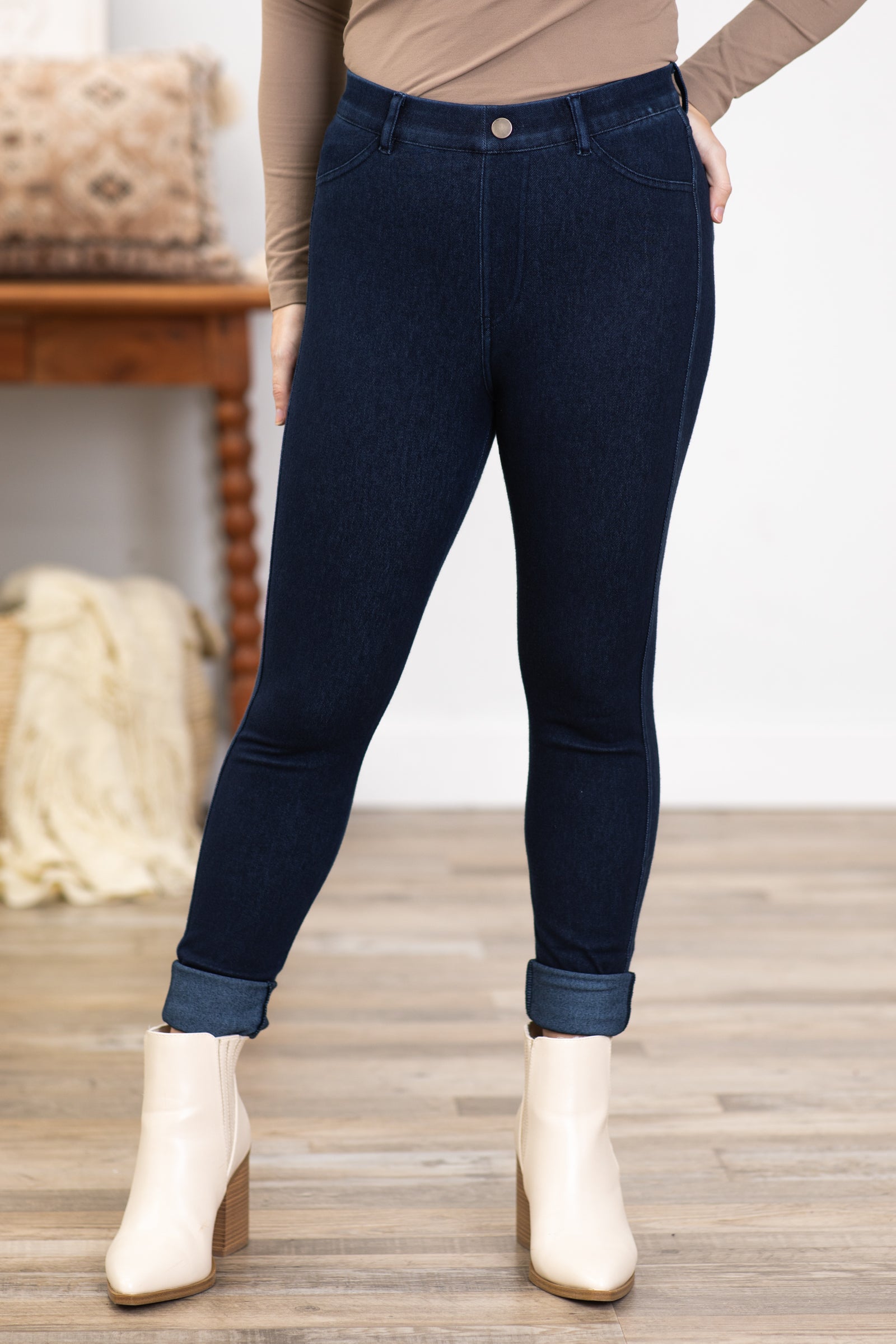 Dark Wash Cotton Stretch Jeggings