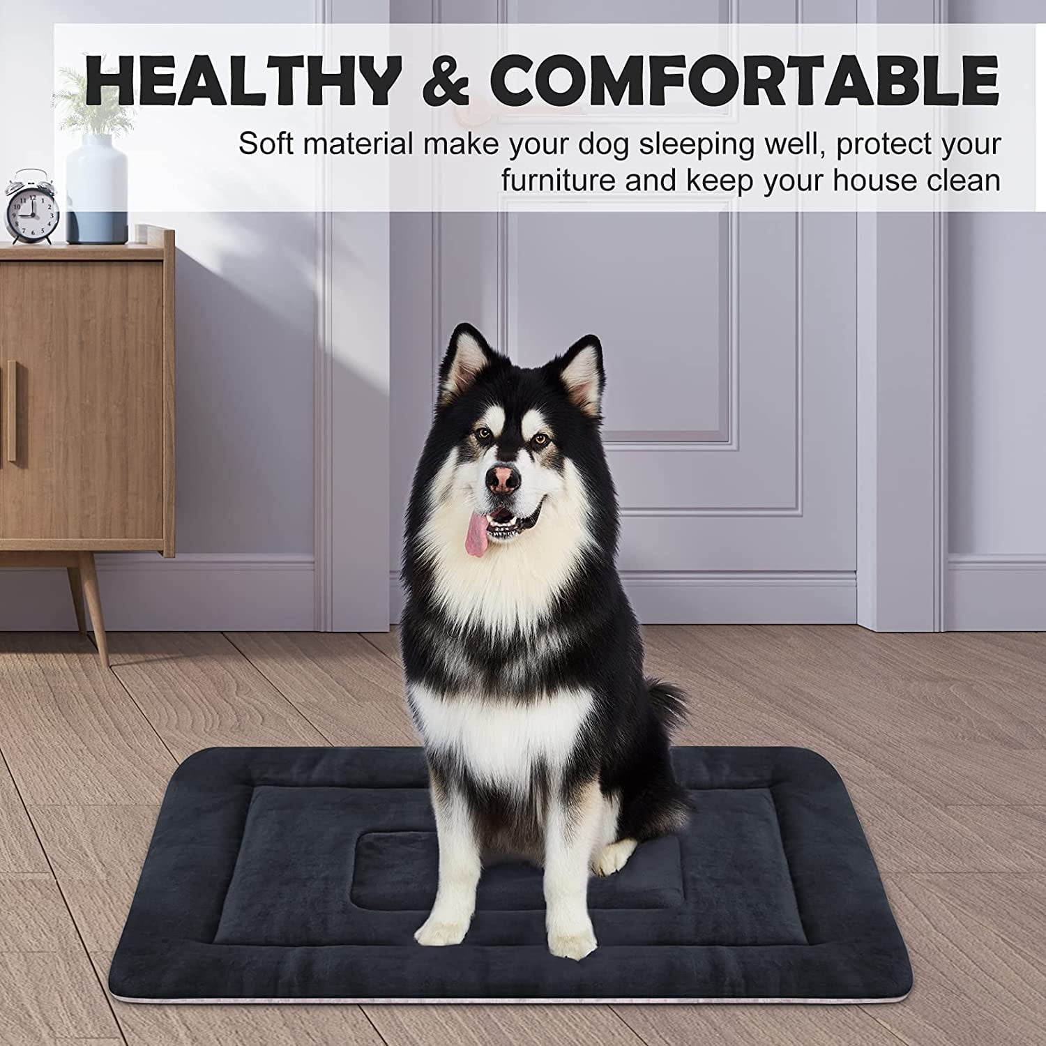 PROCIPE Pet Bed Washable Dog Crate Mat Anti-Slip Kennel Pads 42 inch Dark Grey