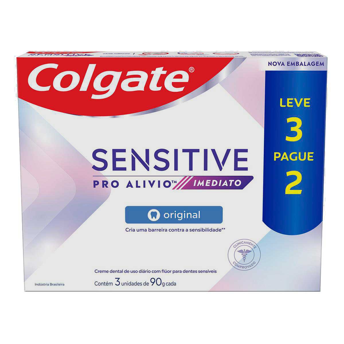 Creme Dental Para Sensibilidade Colgate Sensitive Pro-Alivio Imediato Original 90g Leve 3 Pague 2