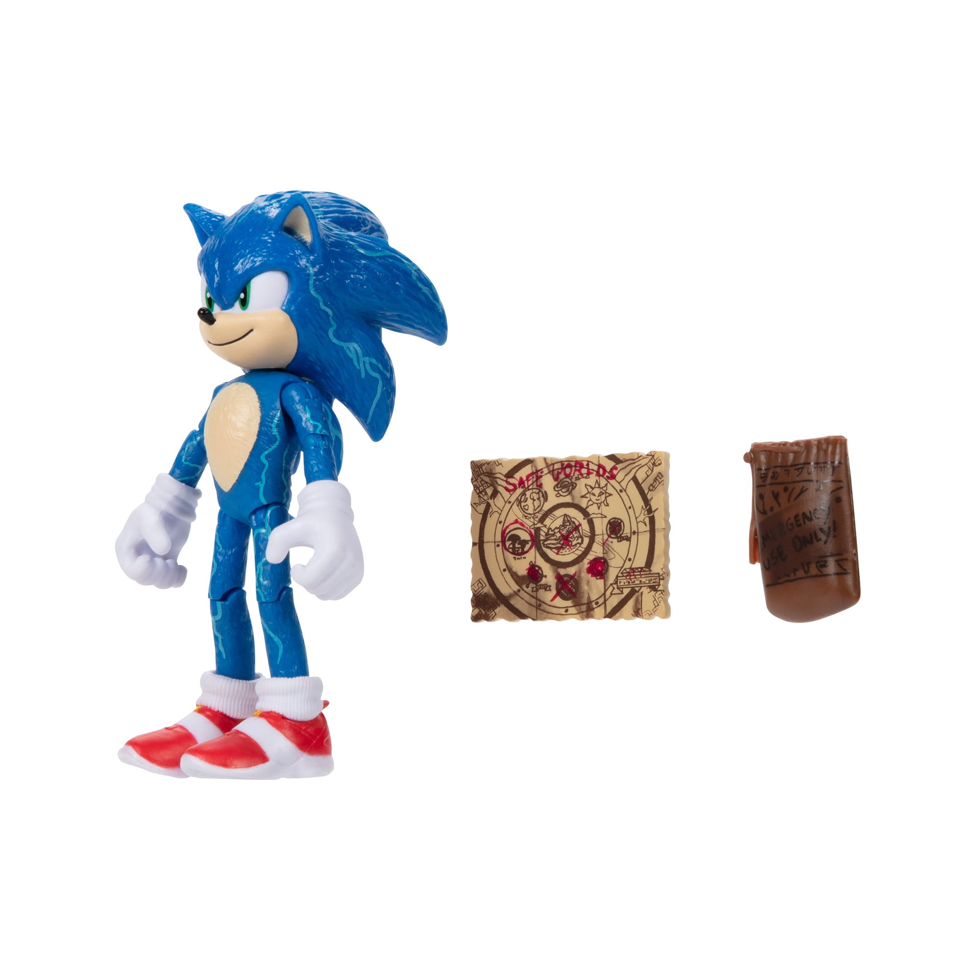 Sonic 2 Movie 4 Inch Figures Sonic with Map and Pouch