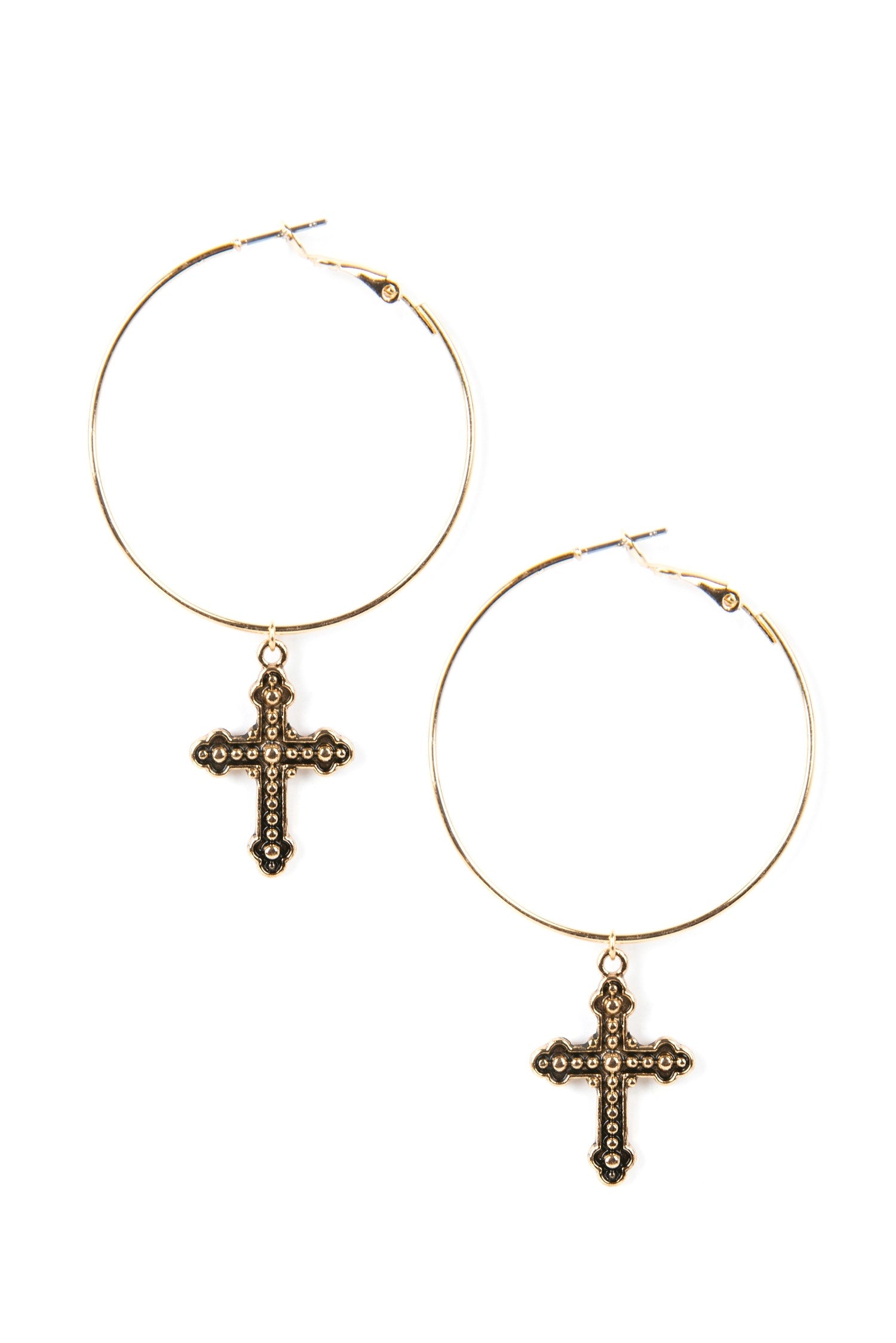 Cross Charm Hoops