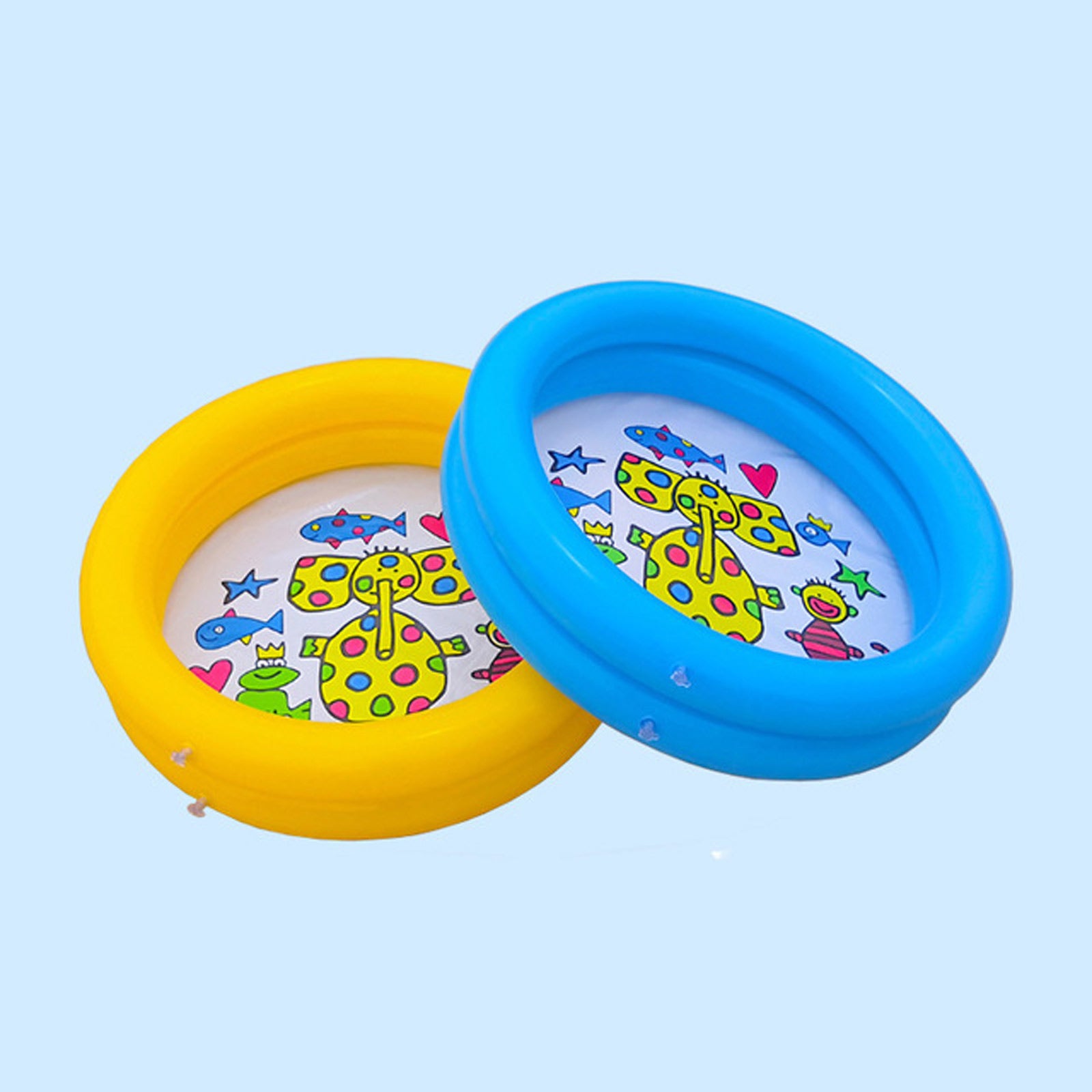 Swimming Pool 65*65cm 2 Ring Round Ocean World Design Animal Printed Bottom For Baby PVC Inflatable
