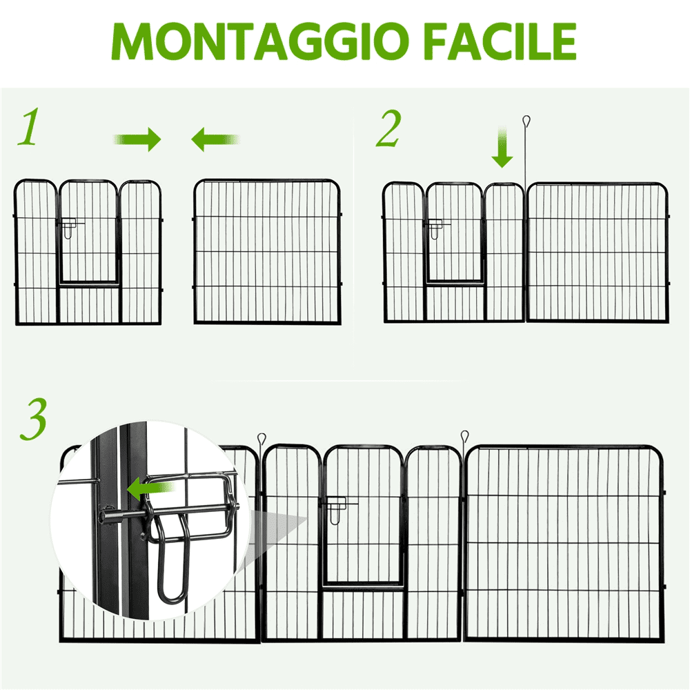 Topeakmart 8 Panels Metal Pet Playpens Dog Cat Exercise Barrier Fence， 24''H， Black