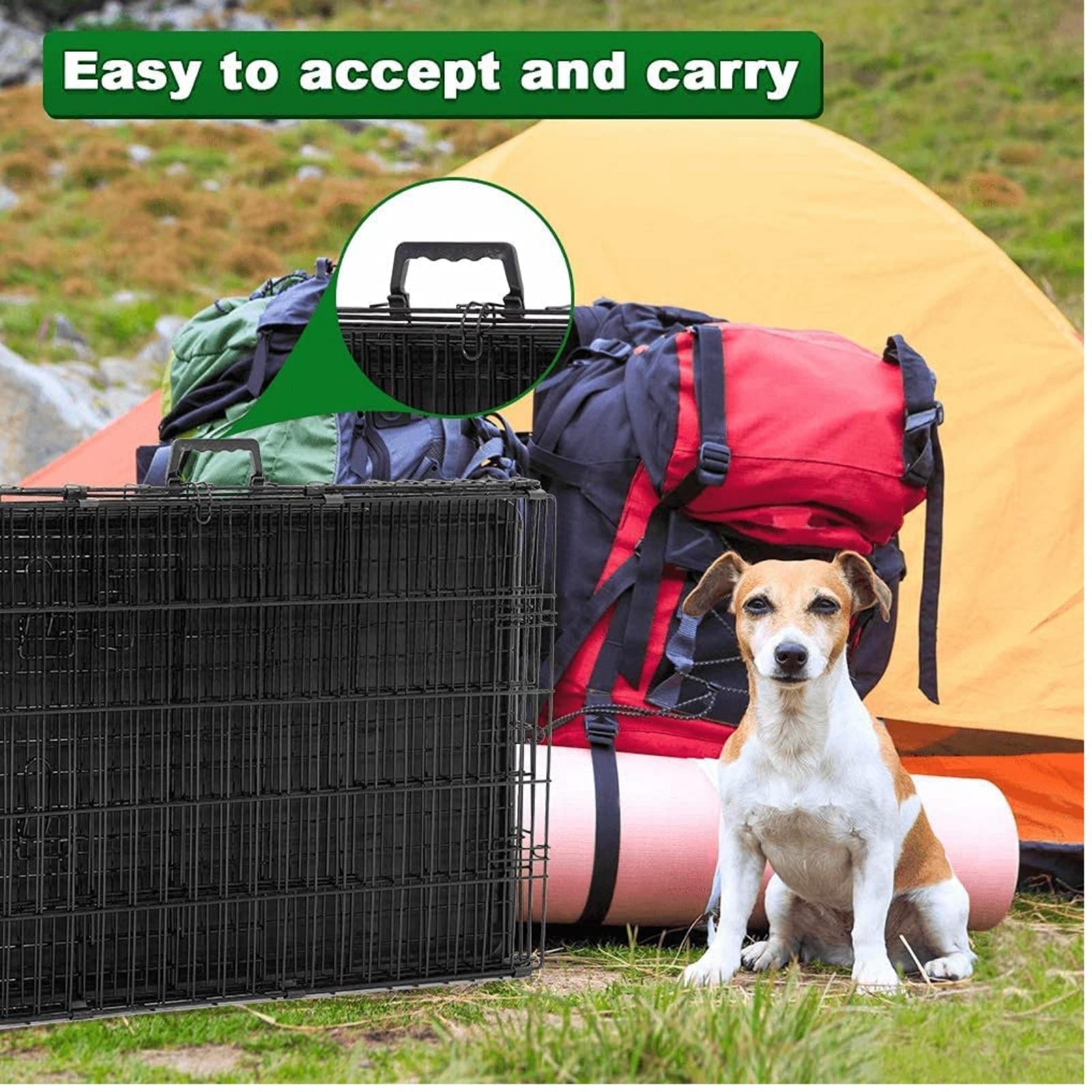 NiamVelo Heavy Duty Dog Crate Dog Cage 42'' Extra Large Dog Crate Kennel for Large Dogs， Folding Metal Dog Crate W/Divider and Tray Double Doors ， Black