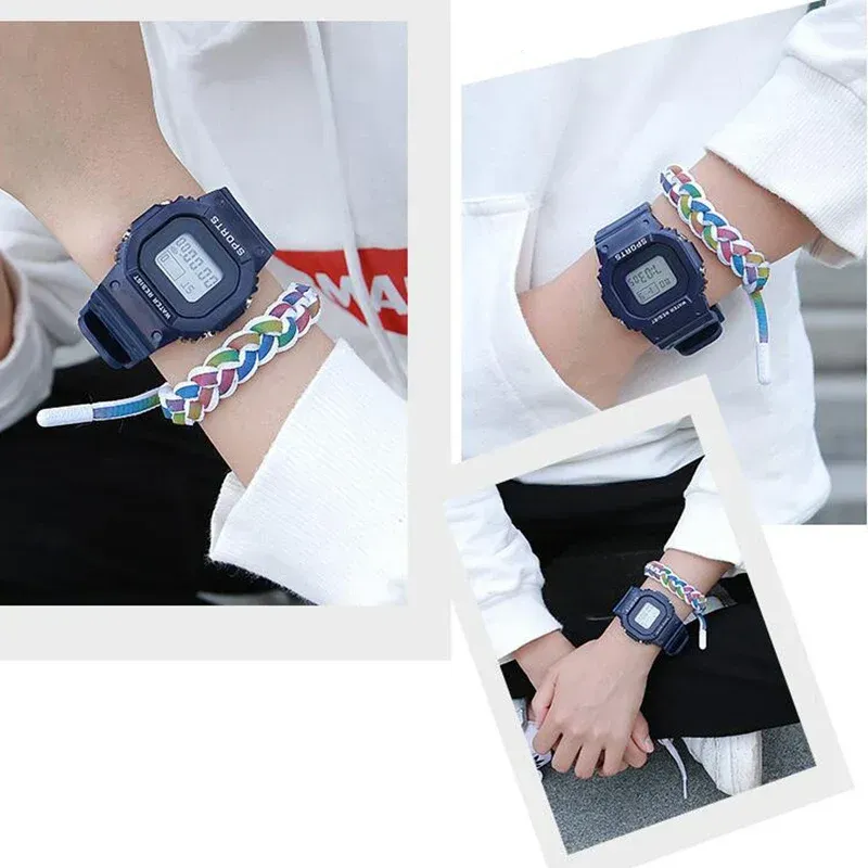 LIUYANGTIAN 1/2pcs LED Sports Watch Set for Boys Girls Student Electronic Watch Men Women Square Digital Watches Waterproof Rubber Clocks