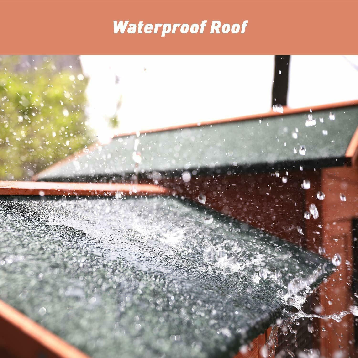 streakboard 83'' Large Rabbit Hutch Backyard Wooden Chicken Coop Bunny Poultry Cage W/ Ramp