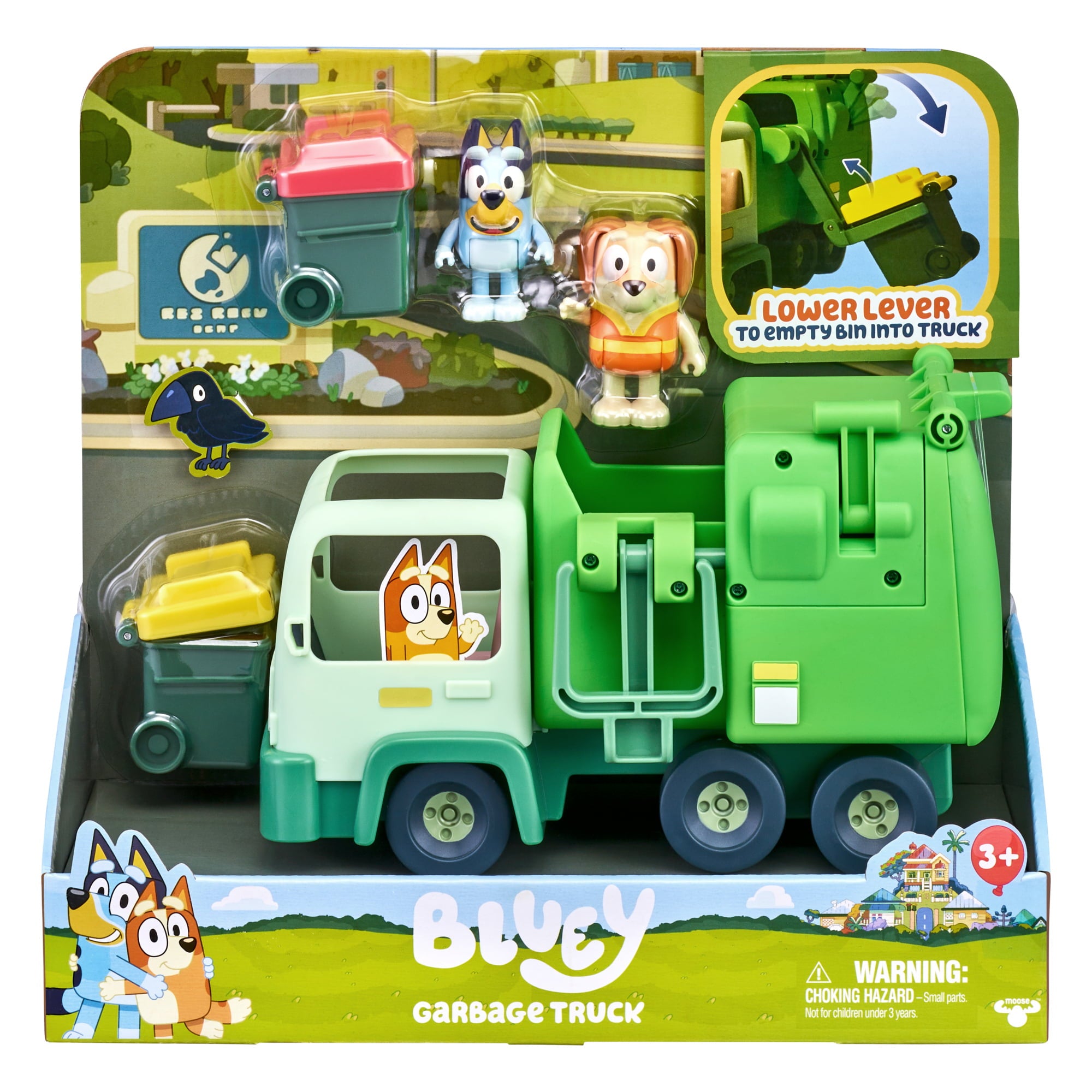 Bluey， Garbage Truck Vehicle Playset， Bluey and Bin Man 2.5-3 inch Figures and Accessories， Preschool， Ages 3+