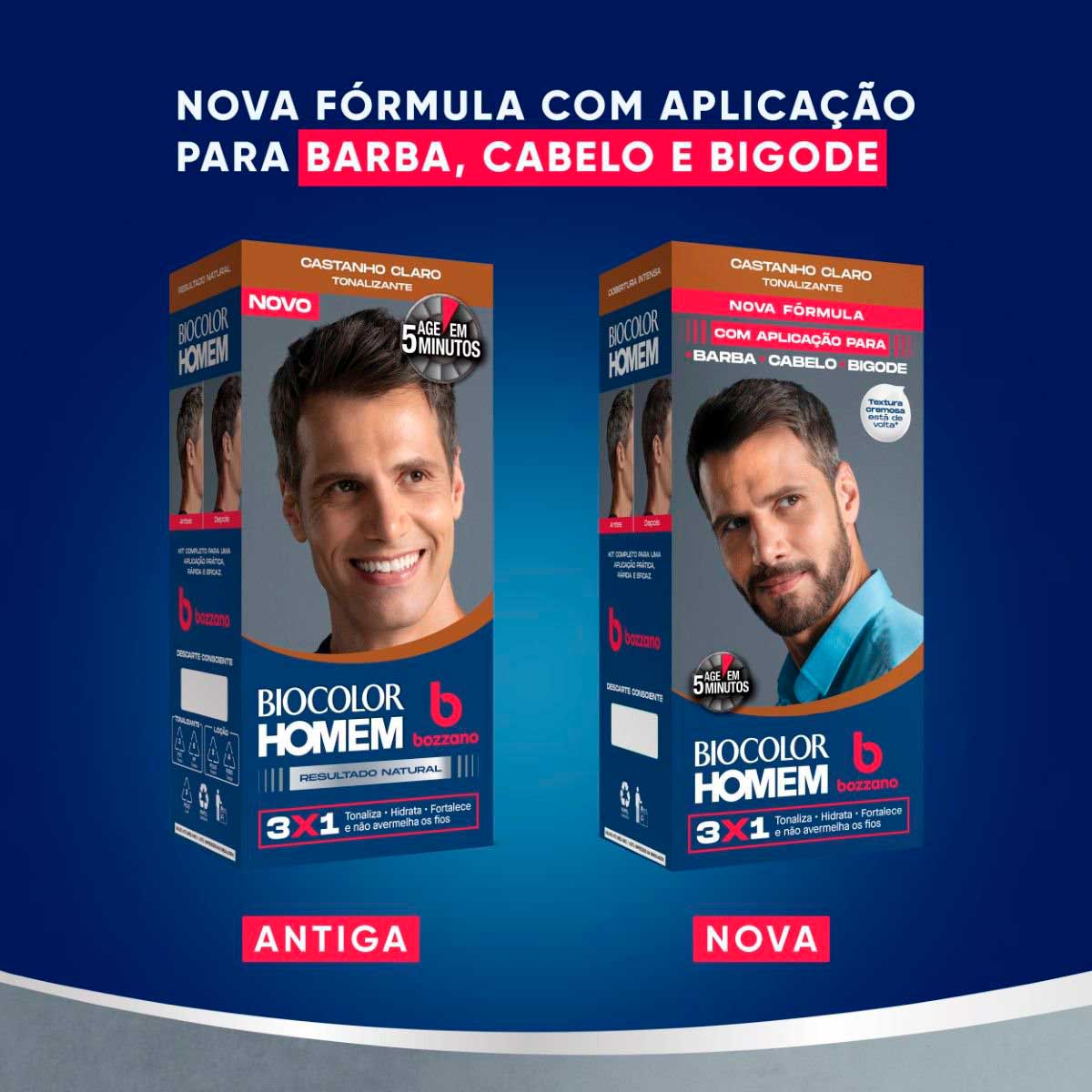 Tonalizante de Cabelo Masculino Biocolor Homem Bozzano Castanho Claro