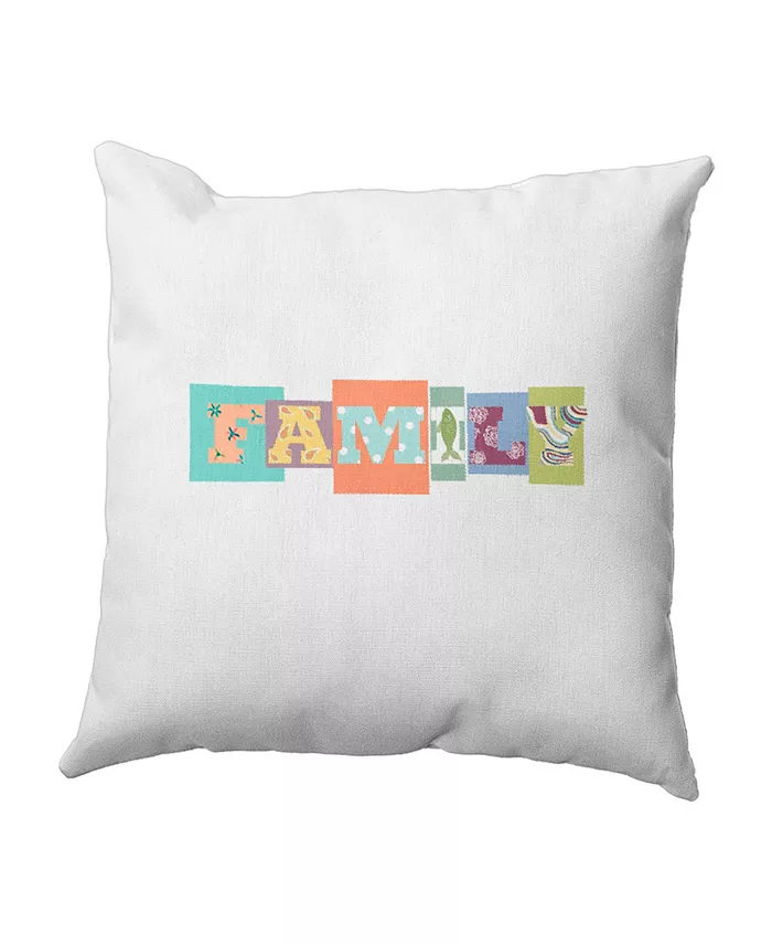 E by Design Family Fun 16 Inch Orange Decorative Word Print Throw Pillow