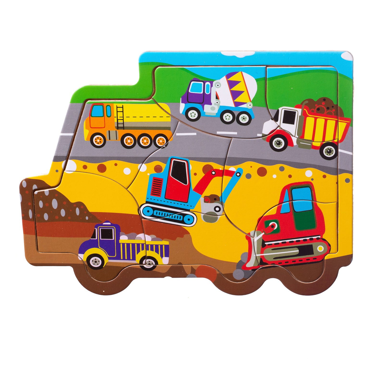 Eliiti Wooden Construction Jigsaw Puzzle for Boys Toddlers 2 to 4 Years Old