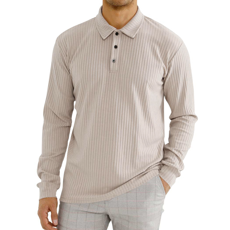 Men's t-shirt casual lapel long sleeve men's polo shirt
