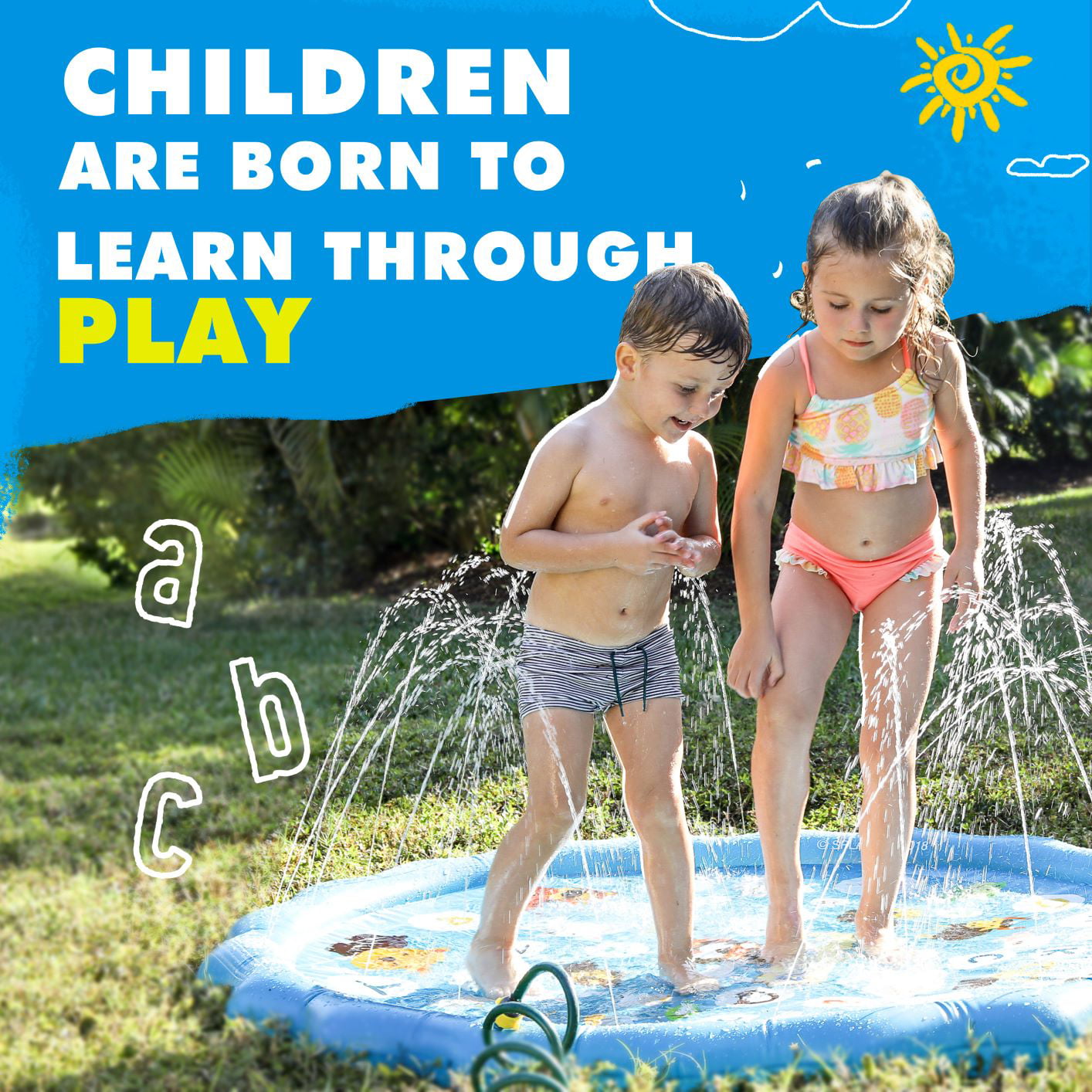 SplashEZ Splash Pad， Baby Pool and Sprinkler for Kids