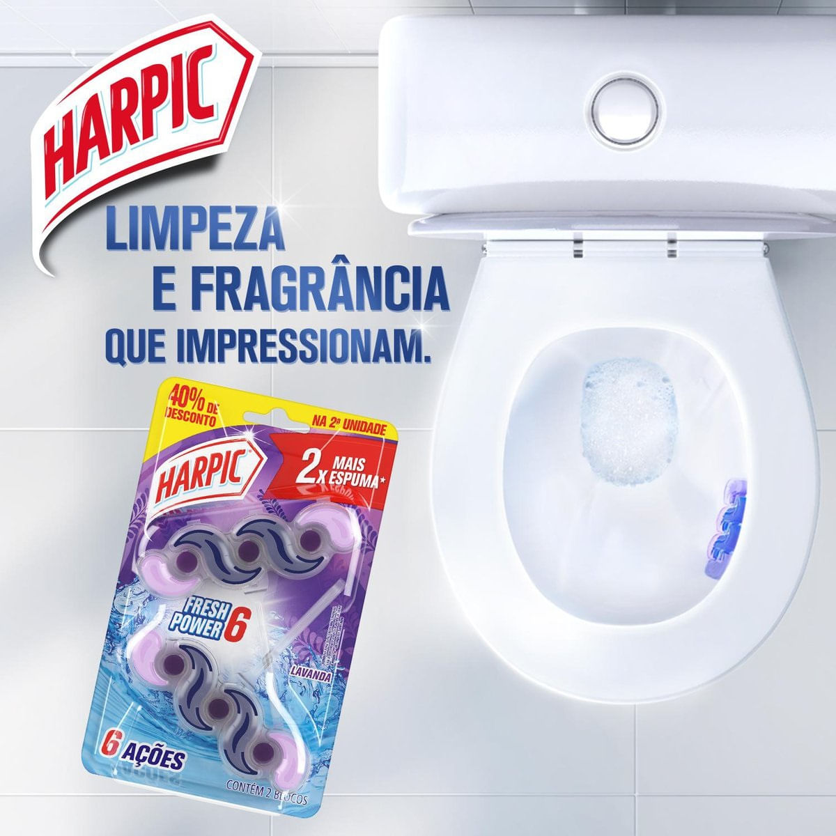 Bloco Sanitario Harpic Fresh Power 6 Lavanda 2 unidades