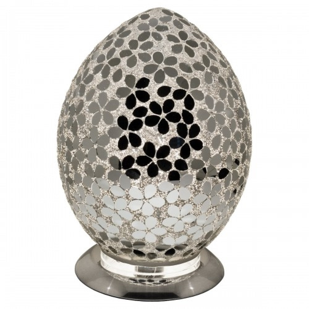 Britalia 880417 Mirrored Flower Mosaic Glass Vintage Egg Table Lamp 30cm