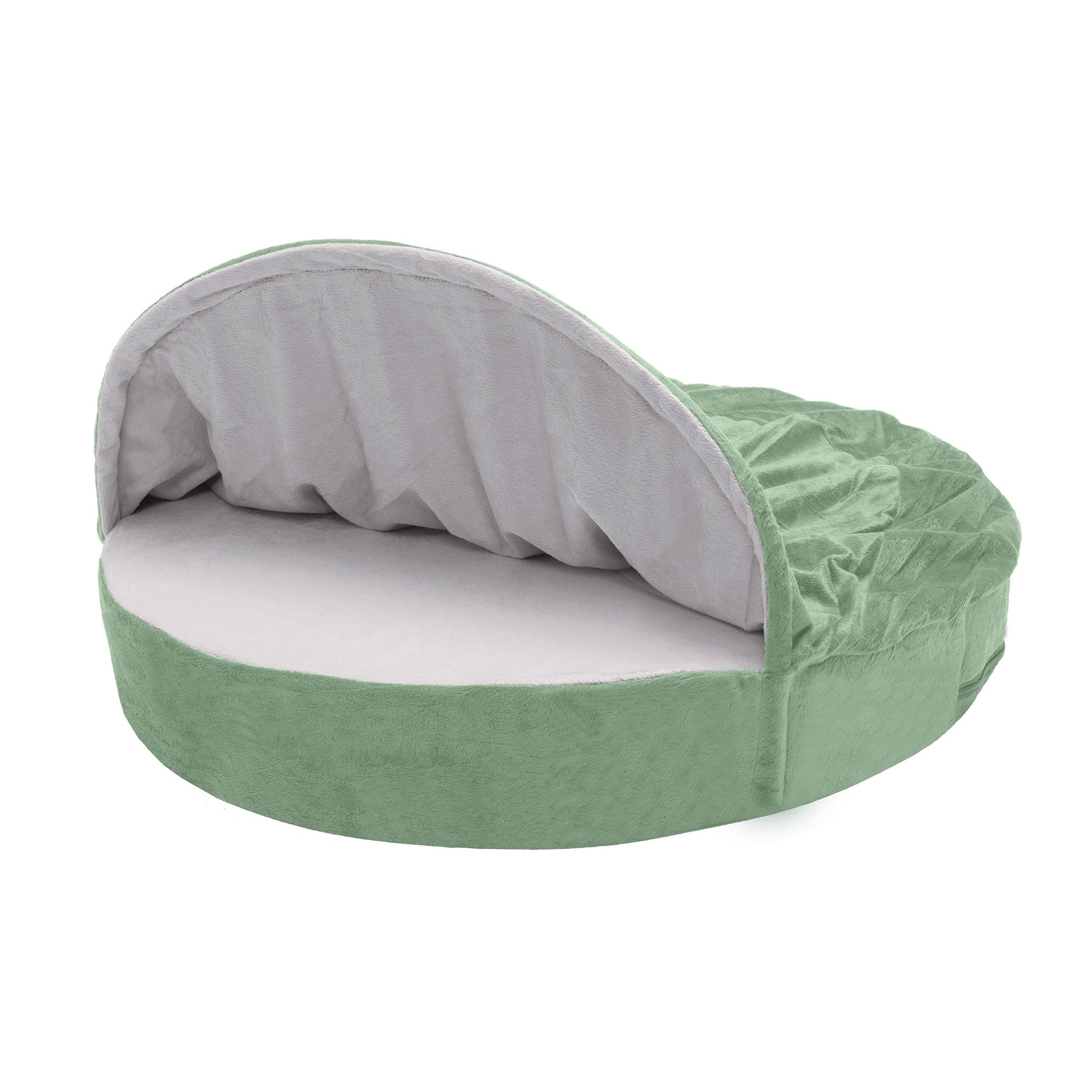 FurHaven | Cooling Gel Microvelvet Snuggery Pet Bed for Dogs and Cats， Sage， 26-Inch