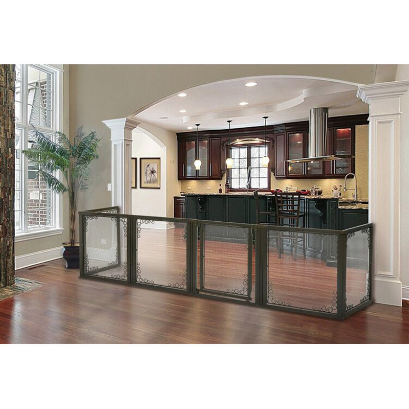 Richell R94937 Convertible Elite Mesh Pet Gate 6 Panelsand#44; Brown