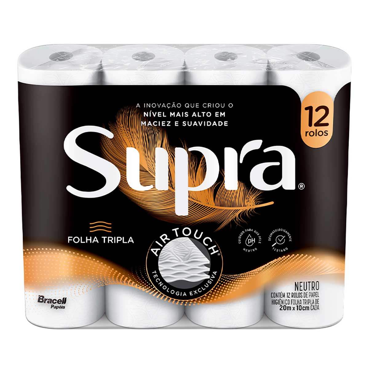 Papel Higienico Supra Folha Tripla 20 Metros 12 Unidades