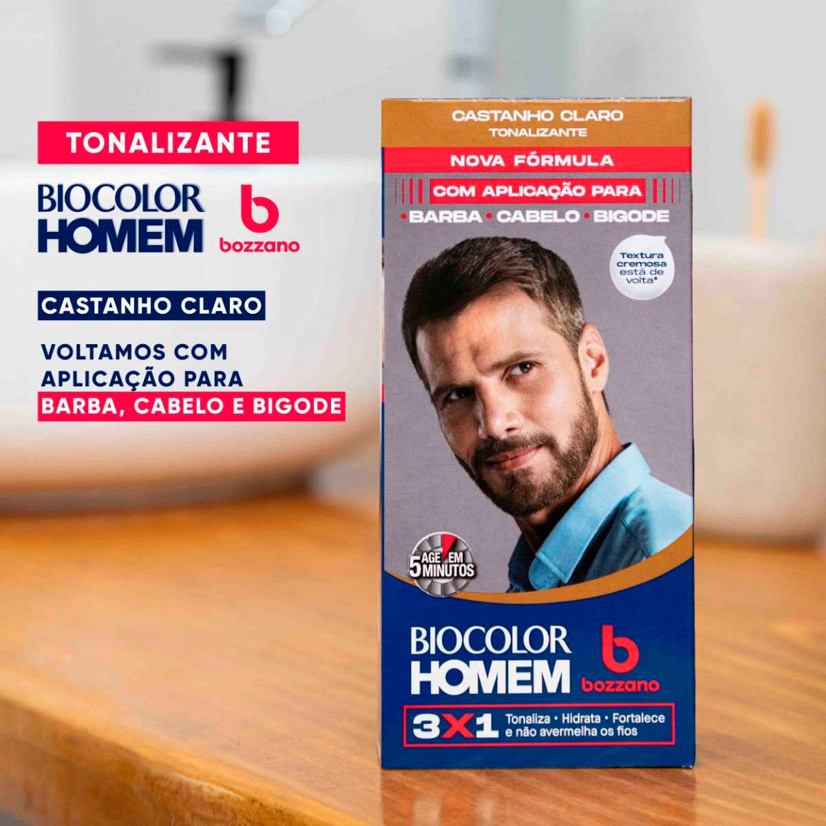 Tonalizante de Cabelo Masculino Biocolor Homem Bozzano Castanho Claro