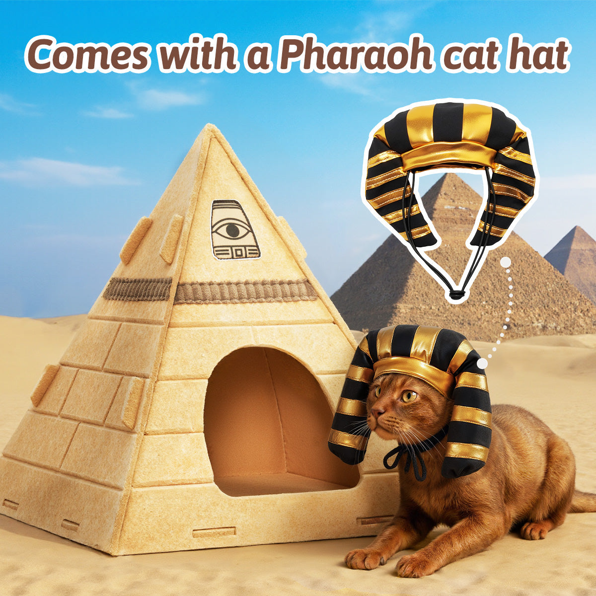 Pyramid Felt Cat Bed | Cat House – Secure Sleep & Scratching