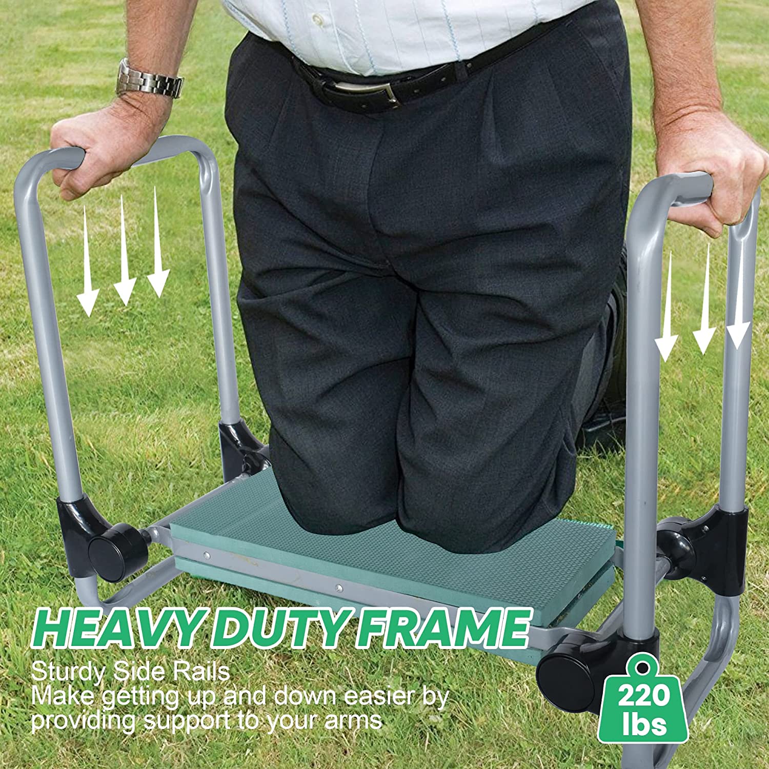 Upgraded Garden Kneeler and Seat, Gardening Stool Kneeling Bench for Gardening with Tool Pouch, Wider&Softer EVA Kneeling Pad, Gardening Gifts for Parents Seniors, Lightweight & Heavy Duty