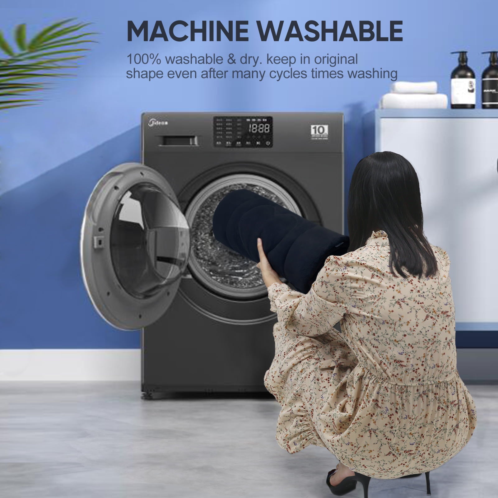 PROCIPE Dog Beds for Medium Dogs 36in Anti-Slip Washable Soft Kennel Pads Dark Grey