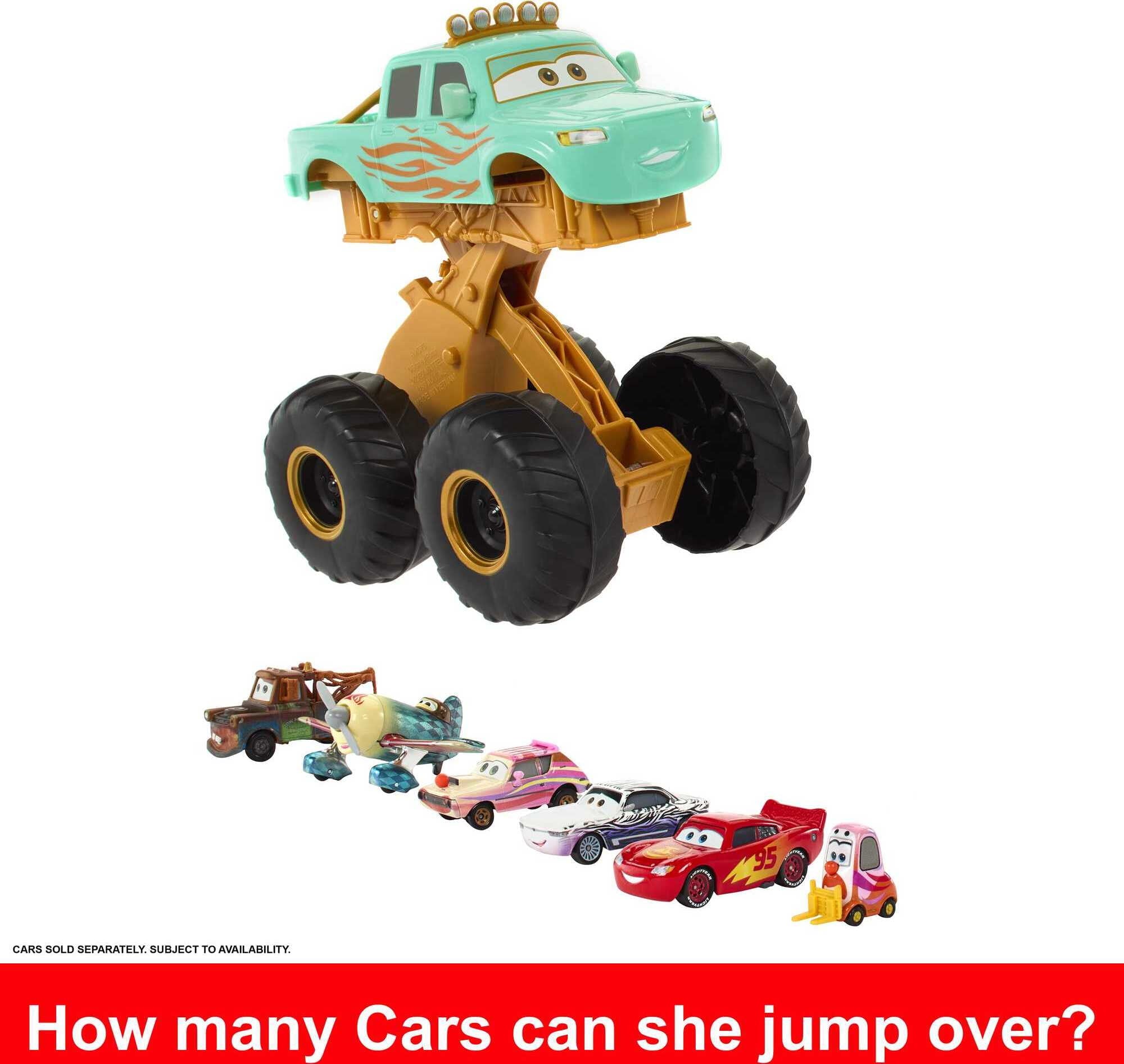 Disney and Pixar Cars On The Road Circus Stunt Ivy Toy Vehicle， Jumping Monster Truck