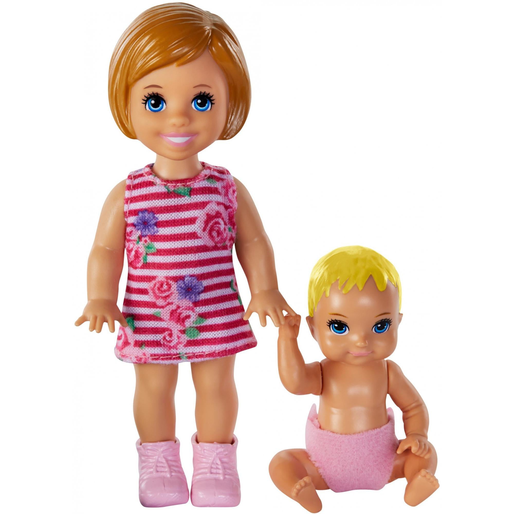 Barbie Skipper Babysitters Inc. Dolls, 2 Pack of Girl Siblings, Small Toddler Doll and Baby Doll Figure