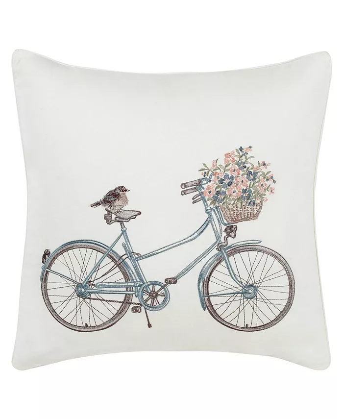 Laura Ashley CLOSEOUT! Bicycle Cotton Decorative Pillow， 20