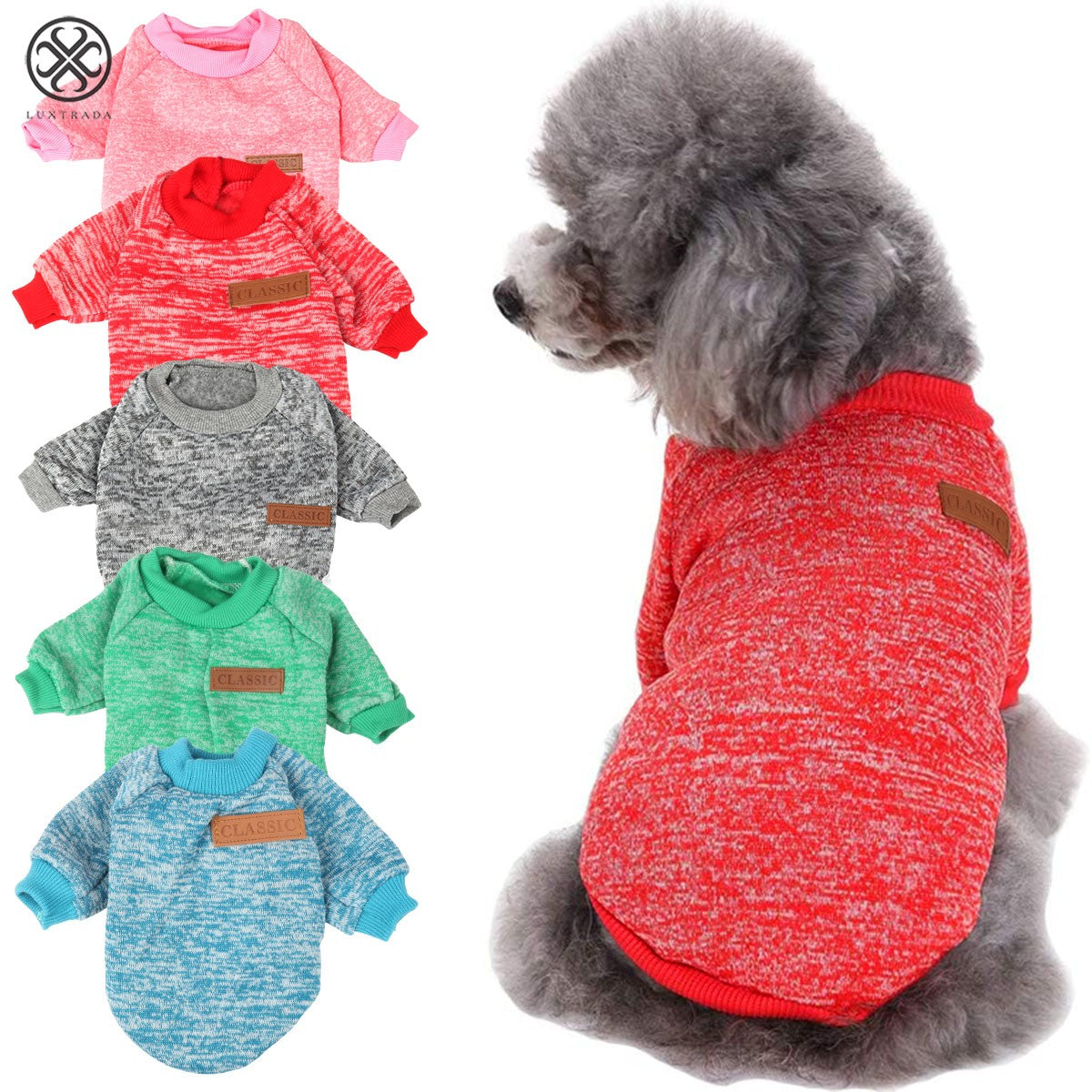 Luxtrada Pet Dog Classic Knitwear Sweater Fleece Coat Soft Thickening Warm Pup Dogs Shirt Winter Pet Dog Cat Clothes Soft Puppy Customes Clothing Winter Doggie Sweatshirt for Small Dogs