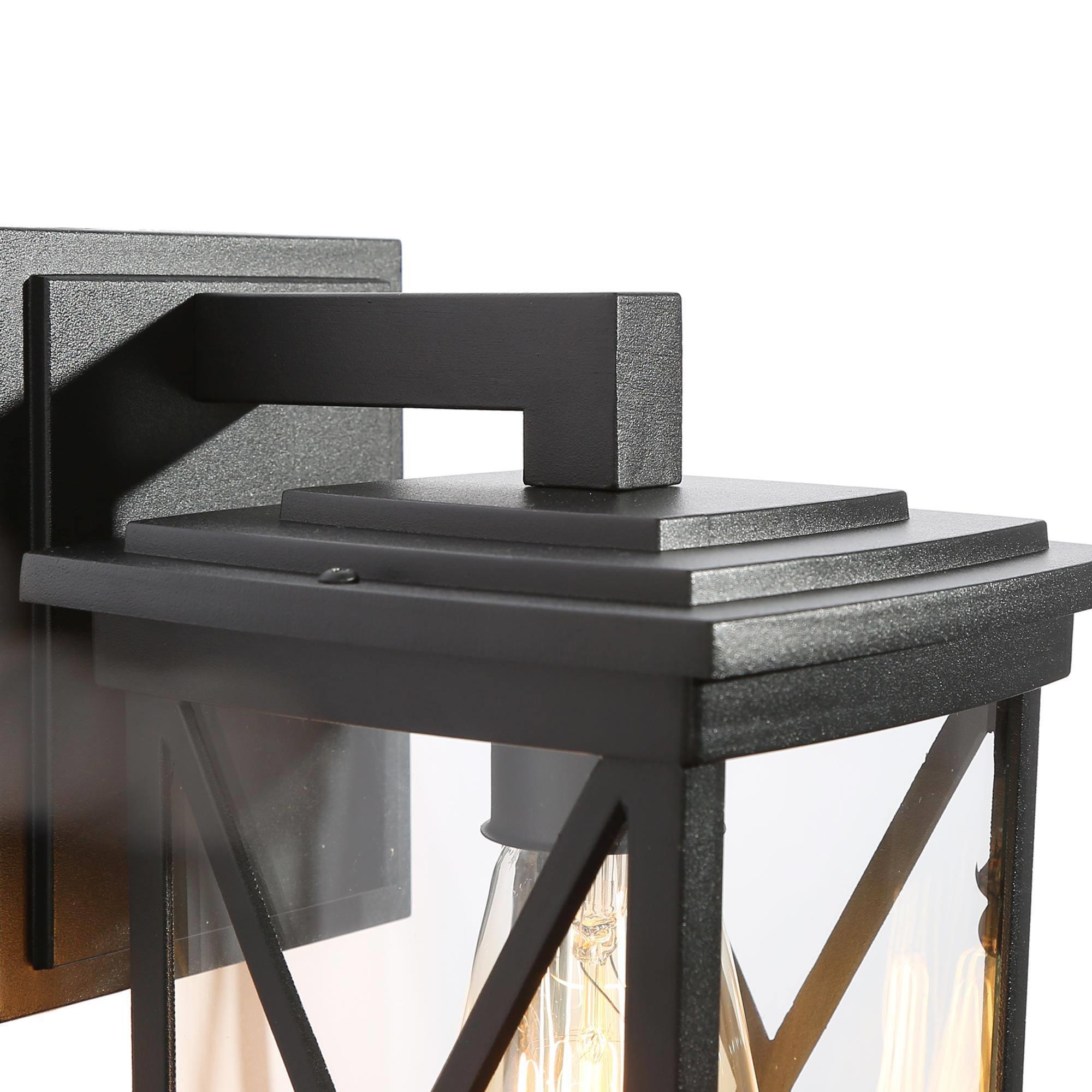 LNC Lans 2-Pack 11-in H Sandy Black Clear Glass Square Cage Modern/Contemporary Medium Base (E-26) Outdoor Wall Light,10.2"H