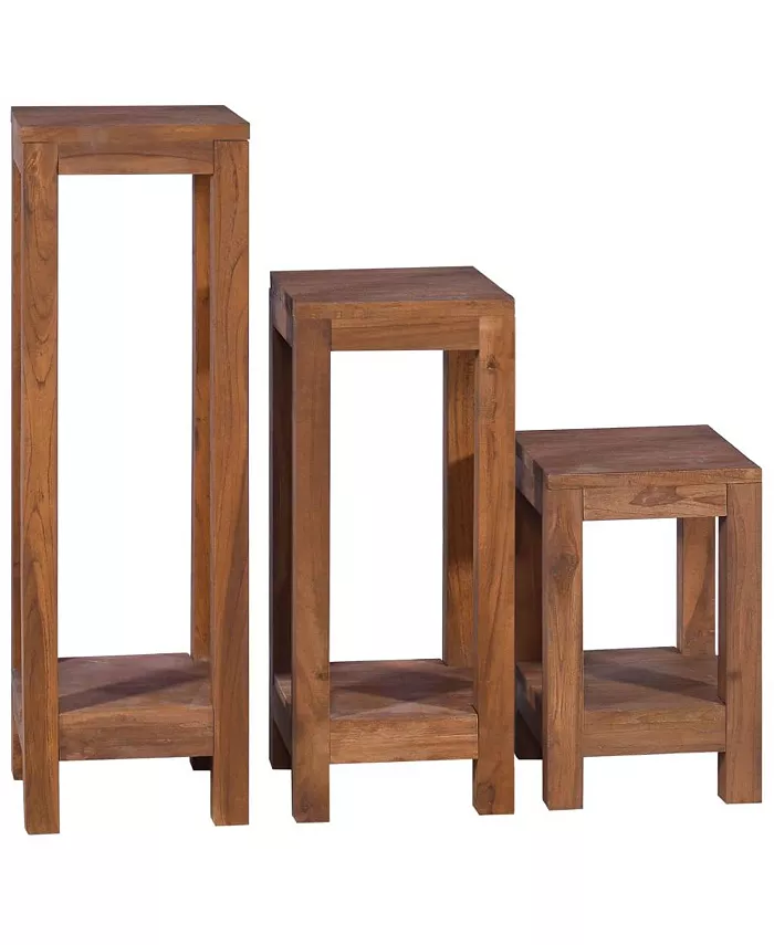 vidaXL Plant Stands 3 pcs Solid Teak Wood