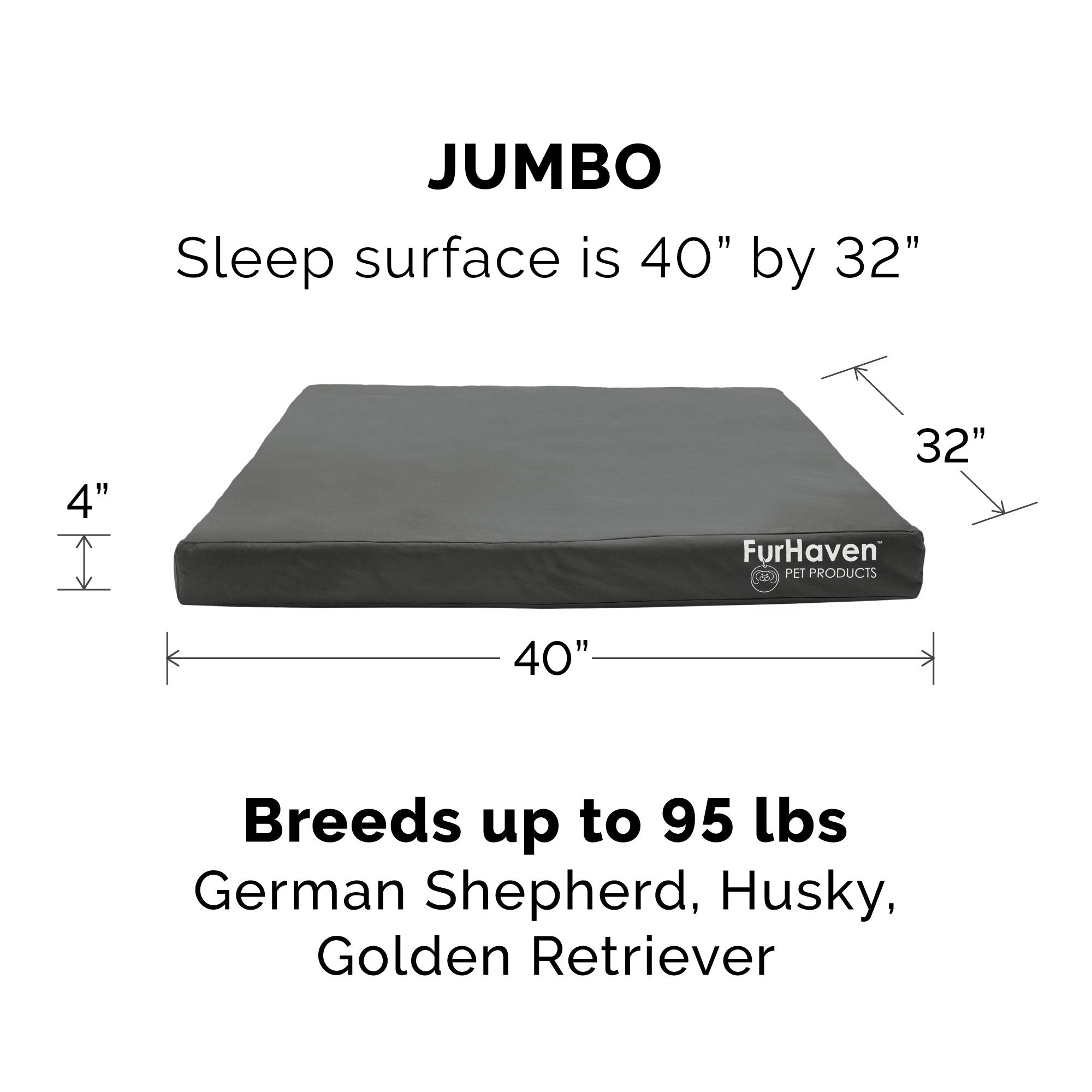 FurHaven | Deluxe Convolute Orthopedic Oxford Indoor/Outdoor Water-Resistant Pet Bed for Dogs and Cats， Stone Gray， Jumbo