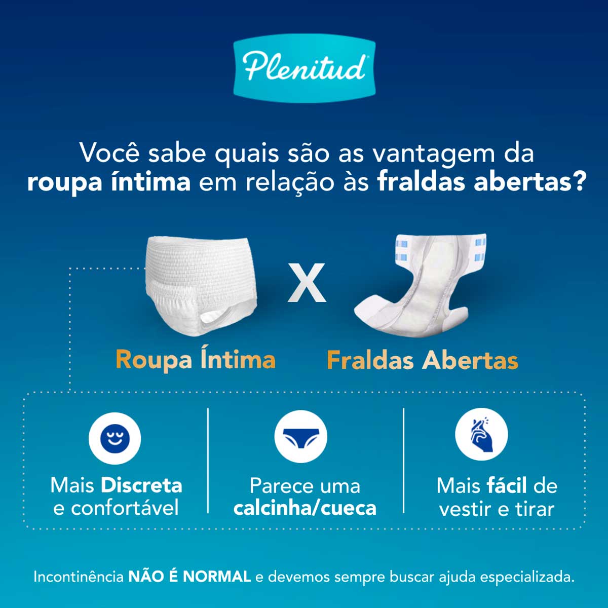 Roupa Intima Plenitud Plus para Incontinencia P/M 8 Unidades