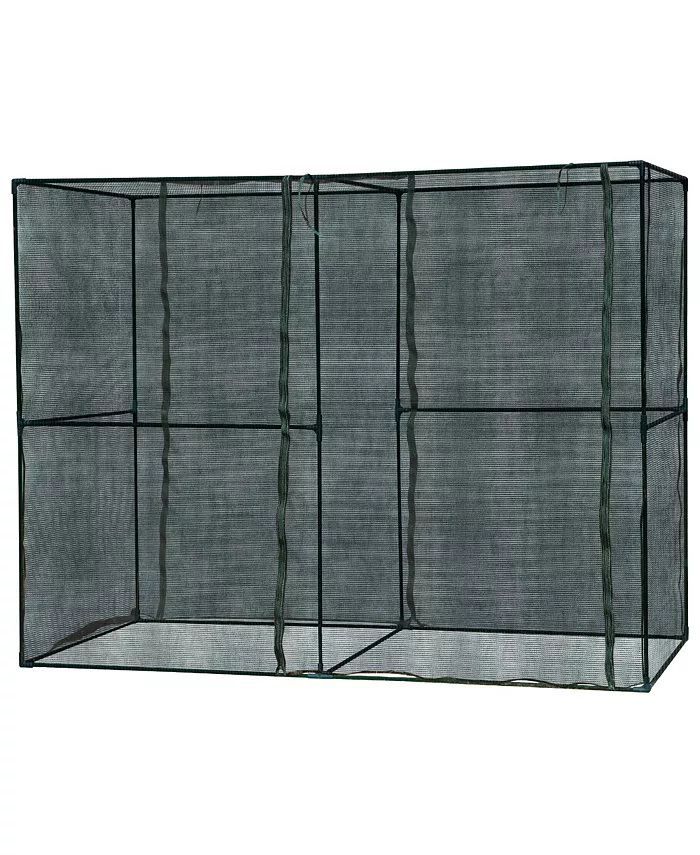 Outsunny Heavy Duty Outdoor Walk-in Crop Cage with Roll-Up Zipper Doors， Cover