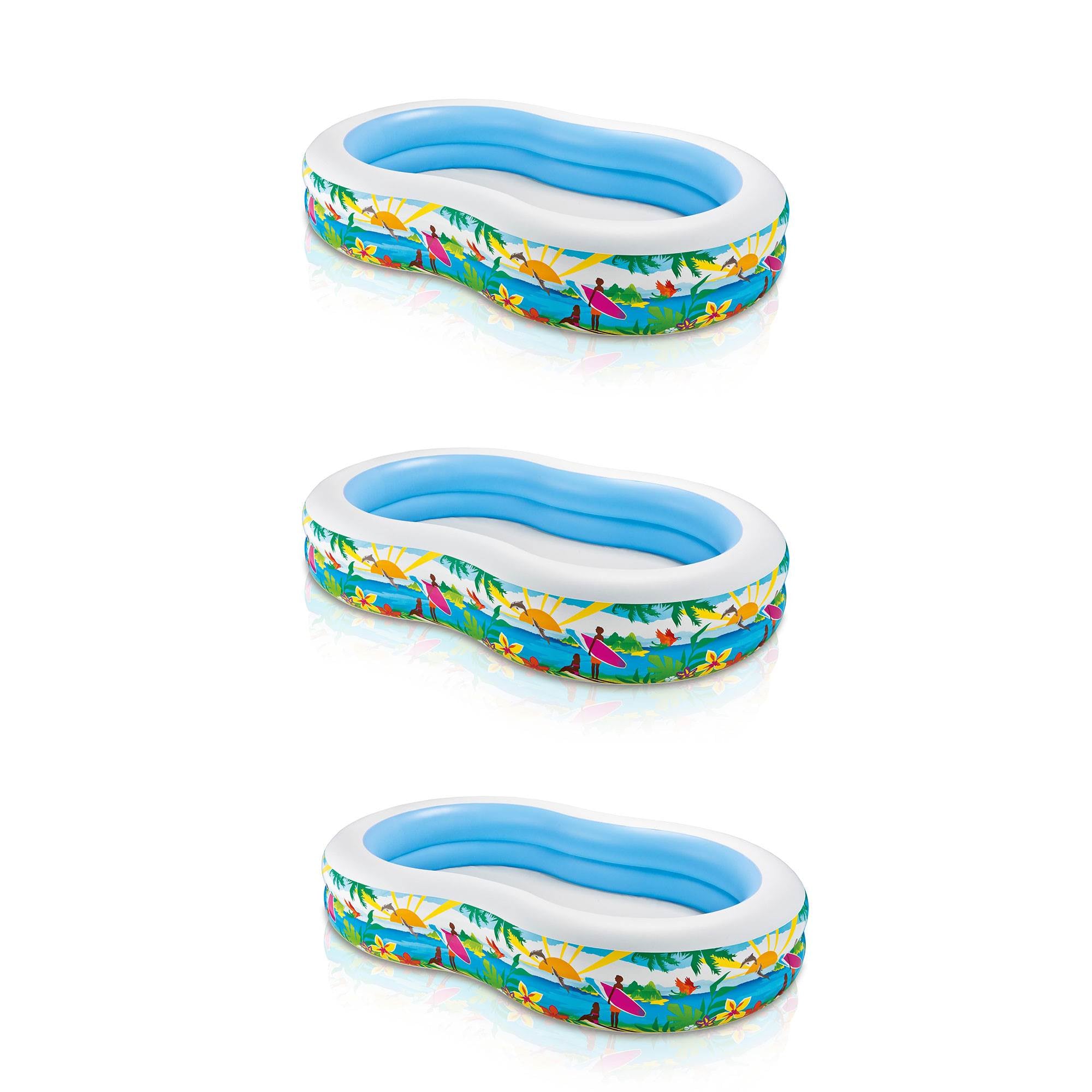 Intex 103in x 63in Swim Center Inflatable Paradise Seaside Kiddie Pool (3 Pack)