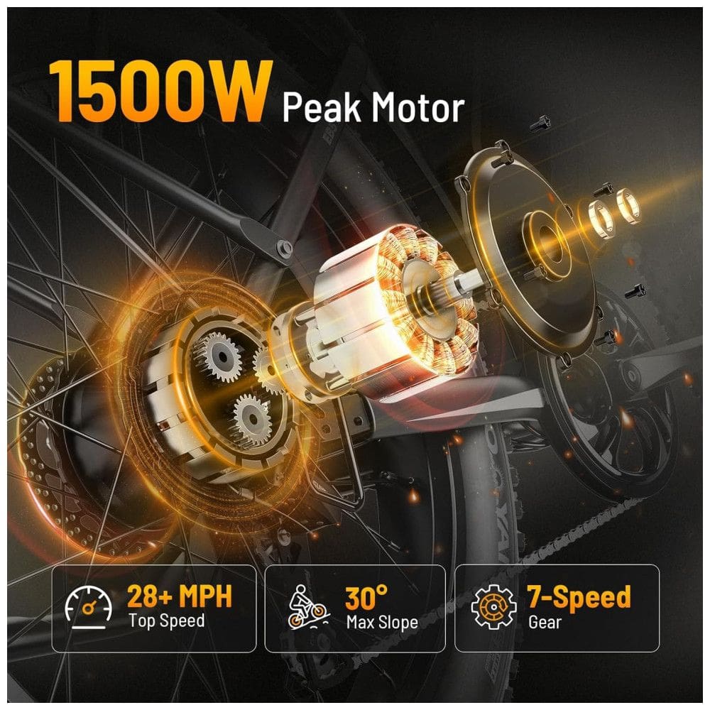 Bicicleta Elétrica Jasion EB5 MAX para Adultos com Motor de Pico de 1500W, Bateria de 48V 15Ah 720Wh, Bicicleta Elétrica de Montanha