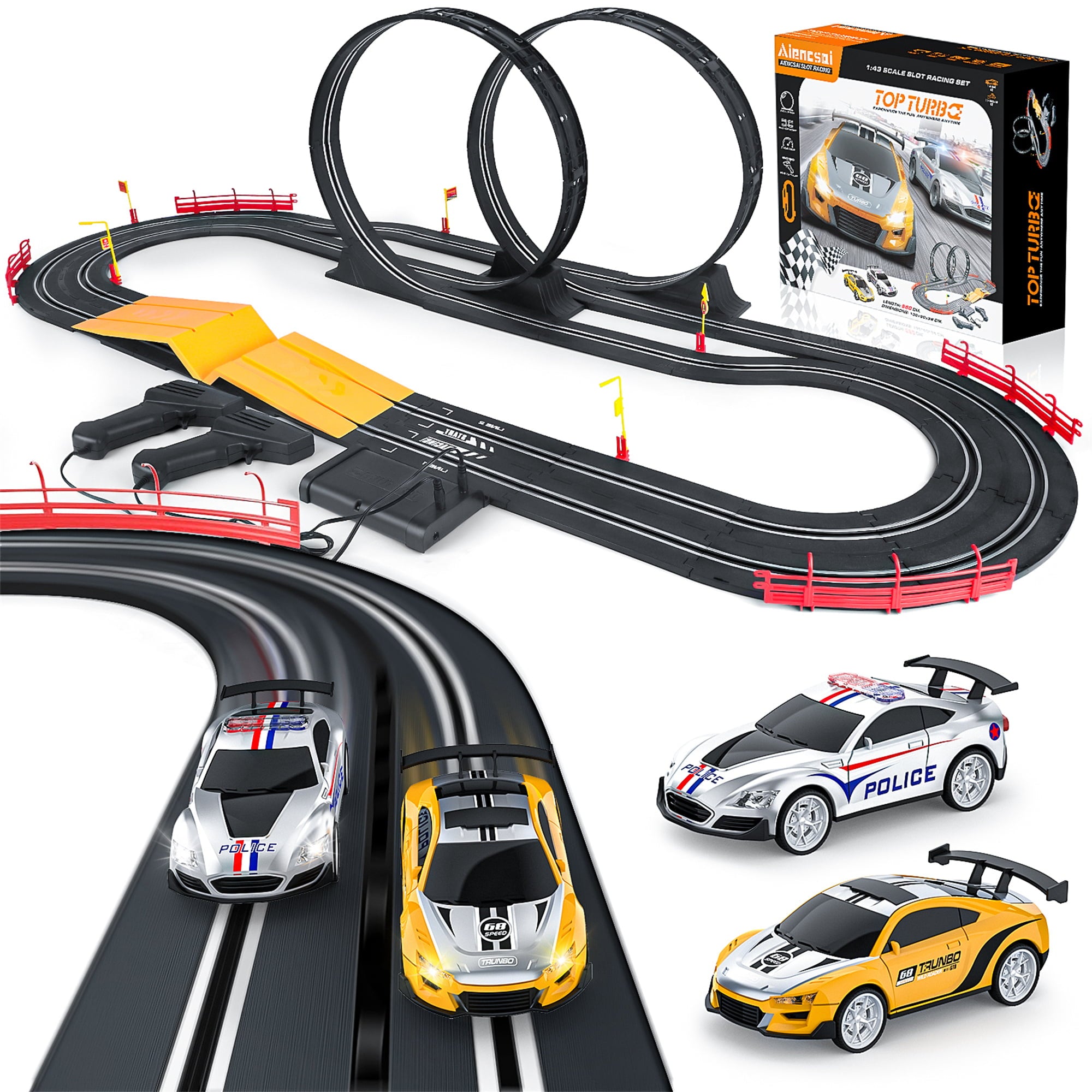 Wupuaait Electric Cars Race Track Set with 2 Slot Cars for 3-12Years Old Kids