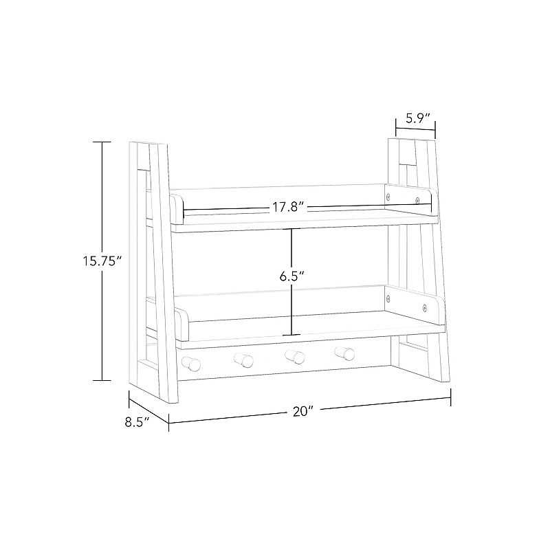 RiverRidge Home Kids 2-Tier Ladder Wall Shelf
