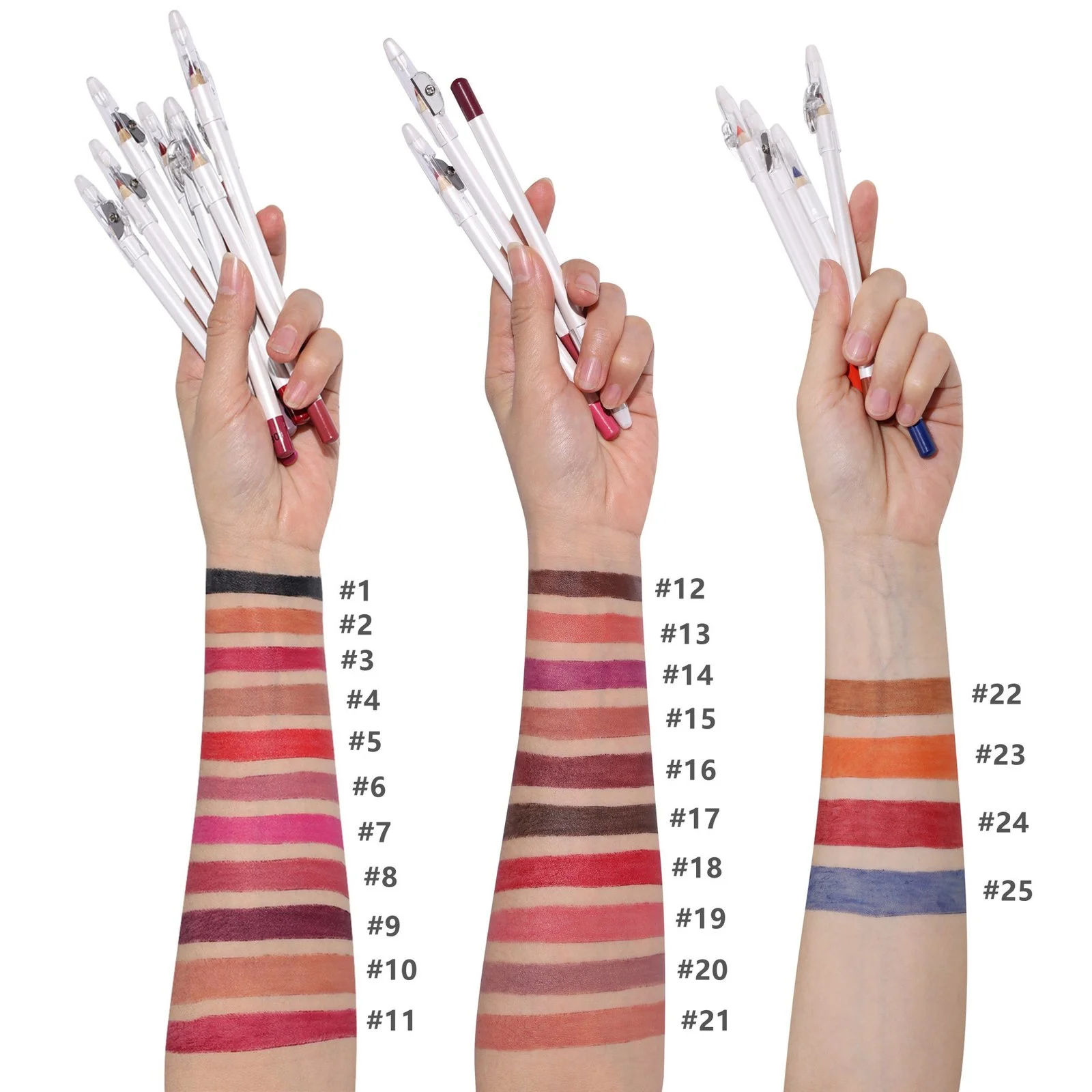 Custom logo 25 shades lip liner private label lipliner pencil with sharpener