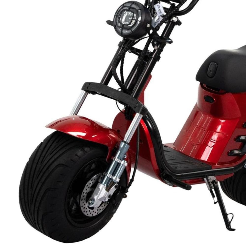 Bicicleta Elétrica Scooter Freio a Disco 1000W 60V Lítio FX2 Vermelha Duos
