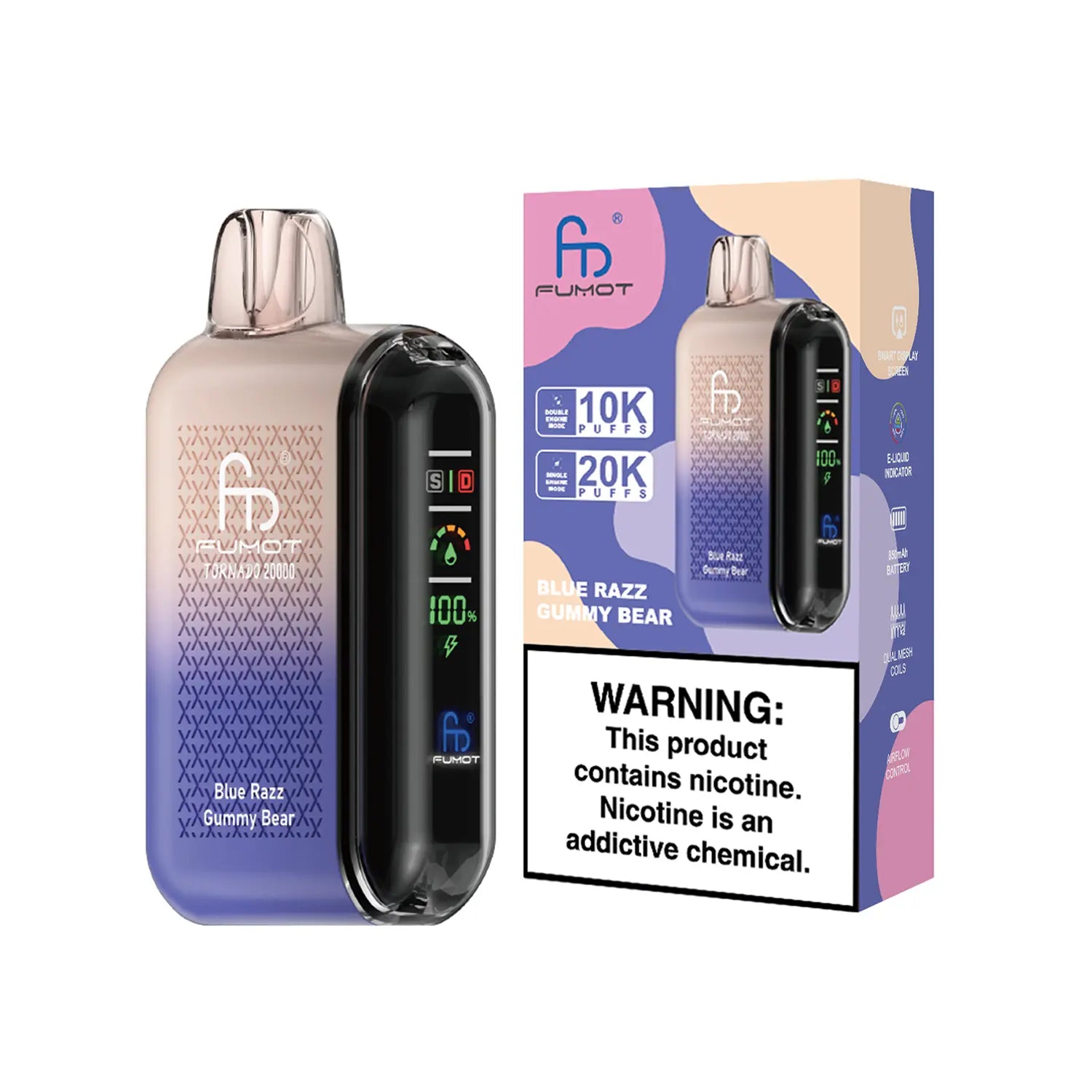Fumot Tornado Vape 20000 - Blue Razz Gummy Bear