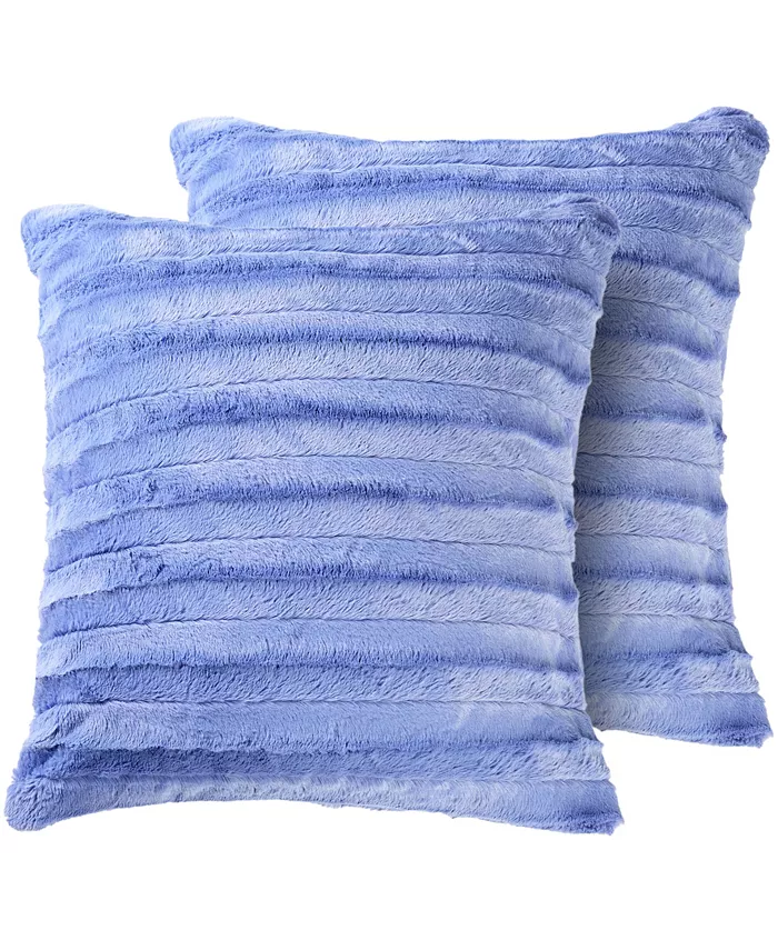Cheer Collection Plush  Reversible Faux Fur 2-Pack Decorative Pillow， 16